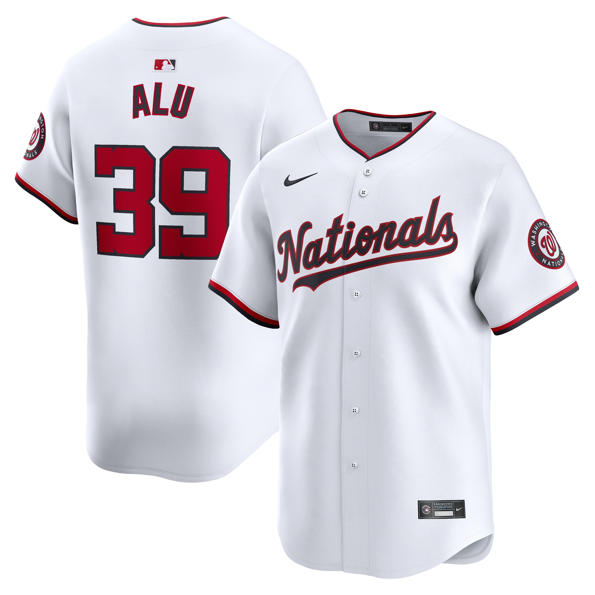 Jake Alu Washington Nationals Home Limited Player Jersey - White cheap jerseys for sale - CheapJerseys.Shop