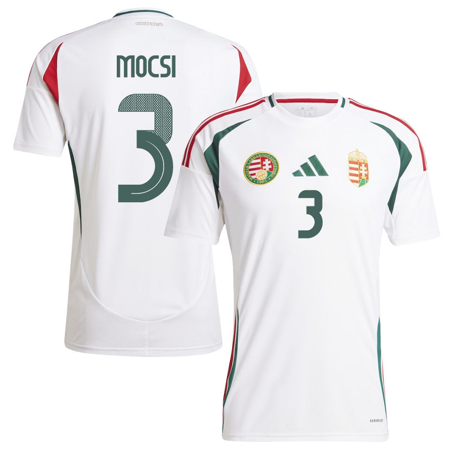 Attila Mocsi 3 Hungary National Team 2024/25 Away Men Jersey - White cheap jerseys for sale - CheapJerseys.Shop