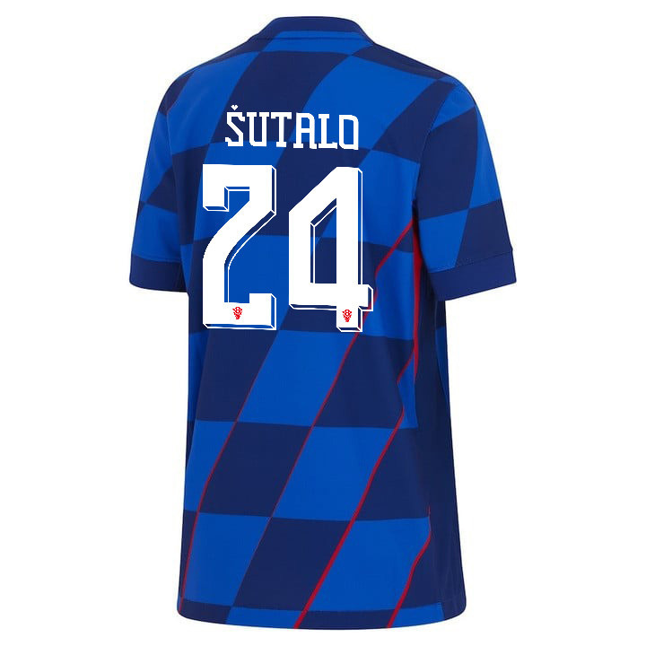 Josip Šutalo 24 Croatia National Team 2024 Away YOUTH Jersey - Blue cheap jerseys for sale - CheapJerseys.Shop