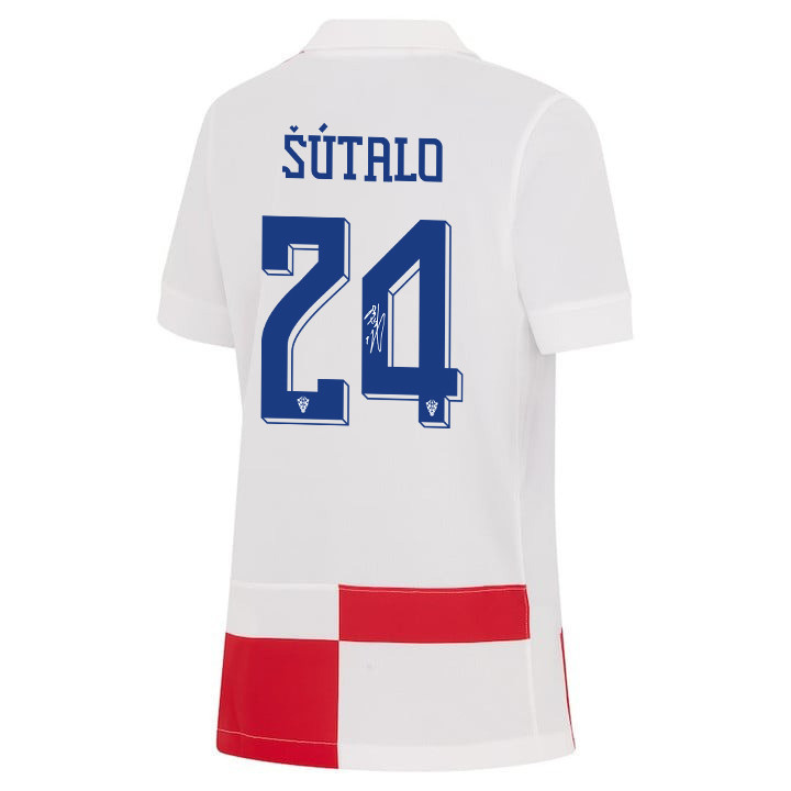 Josip Šutalo 24 Signed Croatia National Team 2024 Home YOUTH Jersey Autographed - White cheap jerseys for sale - CheapJerseys.Shop