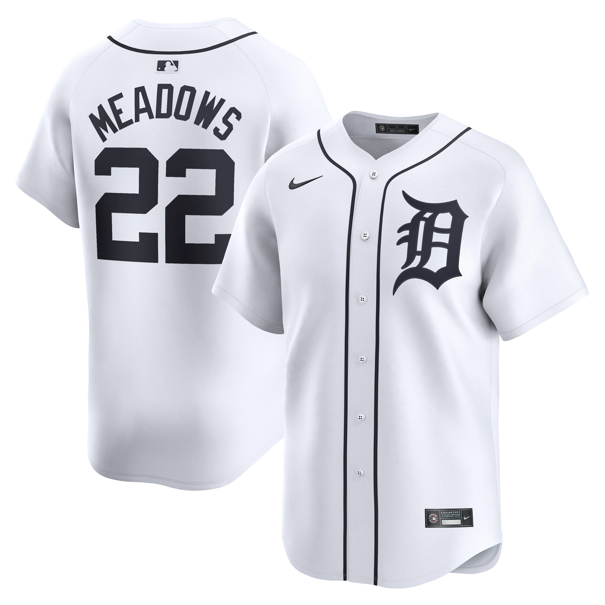 Parker Meadows Detroit Tigers Home Limited Player Jersey - White cheap jerseys for sale - CheapJerseys.Shop