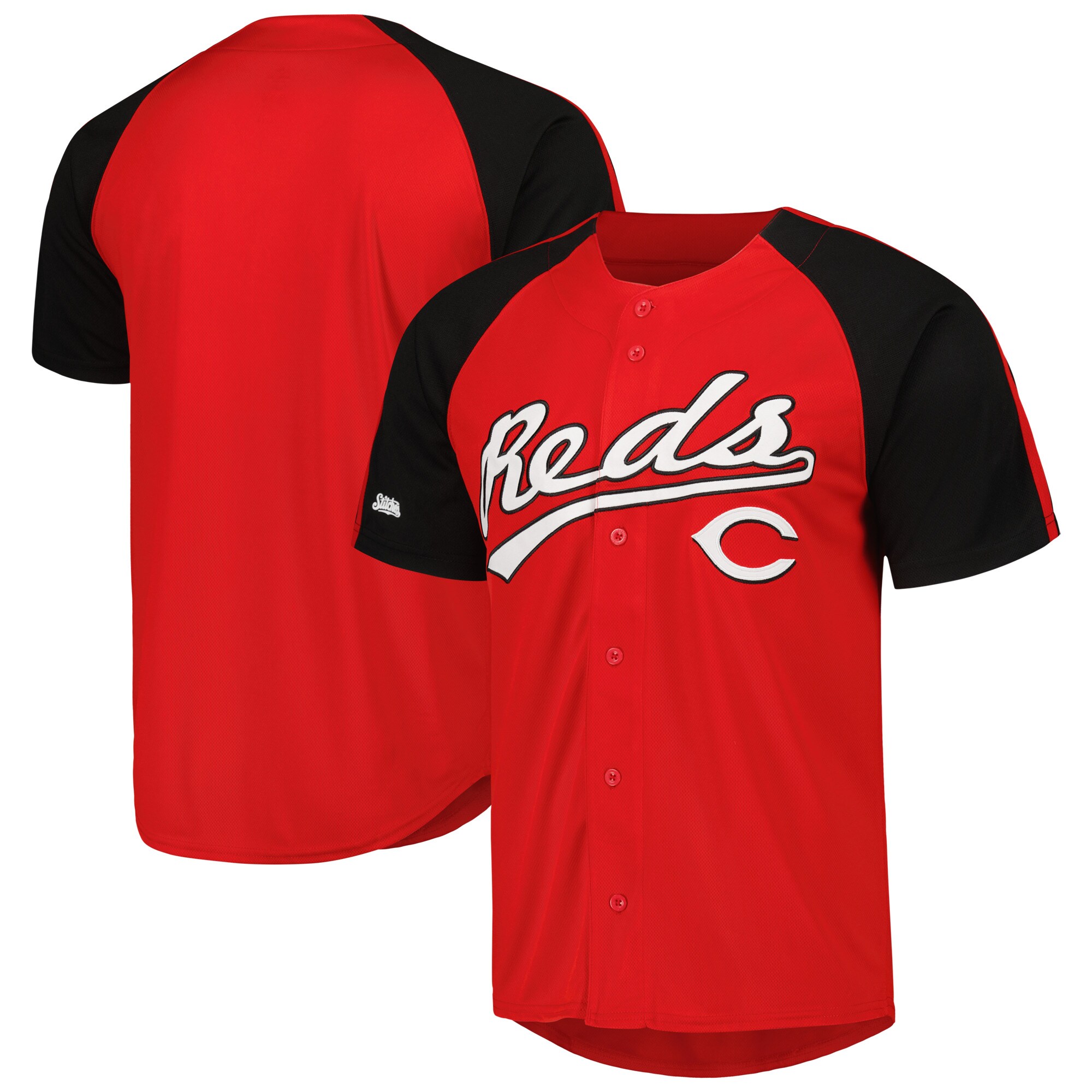 Cincinnati Reds Stitches Button-Down Raglan Fashion Jersey - Red cheap jerseys for sale - CheapJerseys.Shop