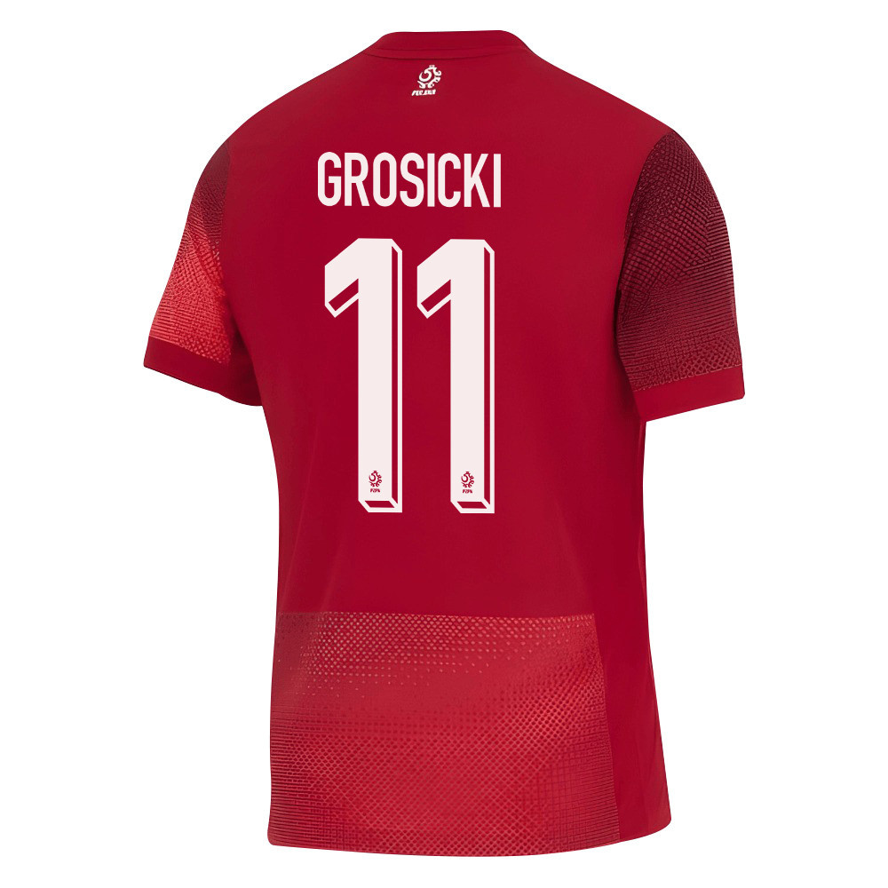 Kamil Grosicki 11 Poland National Team 2024/25 Away Men Jersey - Red cheap jerseys for sale - CheapJerseys.Shop