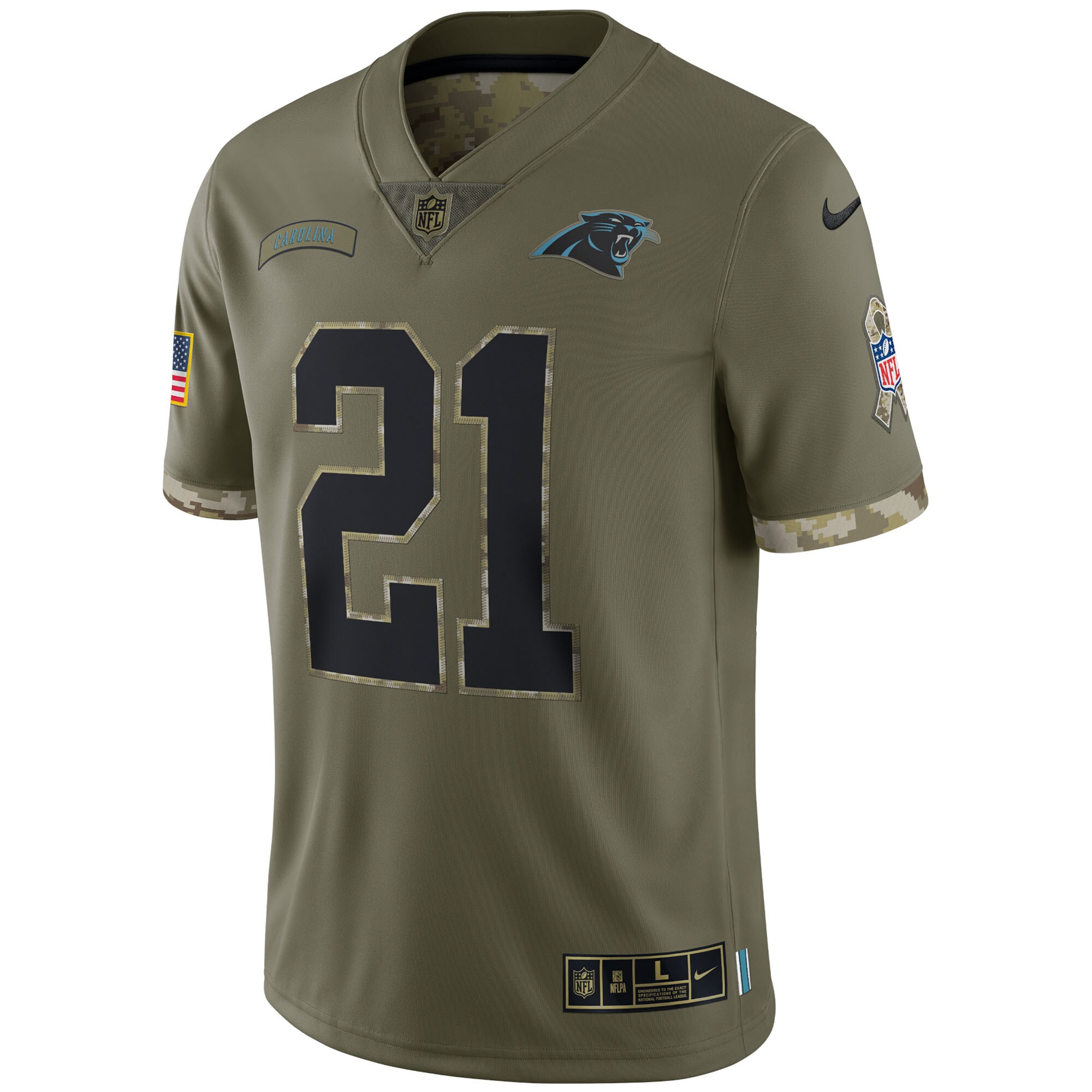 Jeremy Chinn Carolina Panthers 2022 Salute To Service Limited Jersey - Olive cheap jerseys for sale - CheapJerseys.Shop