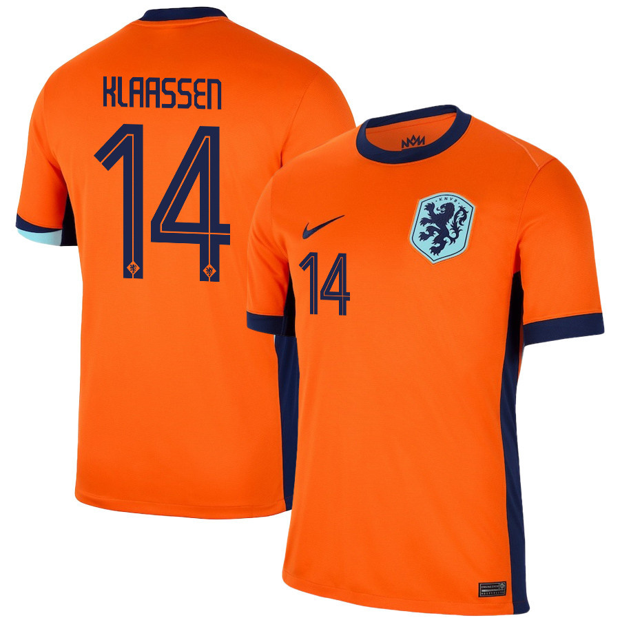 Davy Klaassen 14 Netherlands National Team 2024/25 Home Men Jersey - Orange cheap jerseys for sale - CheapJerseys.Shop