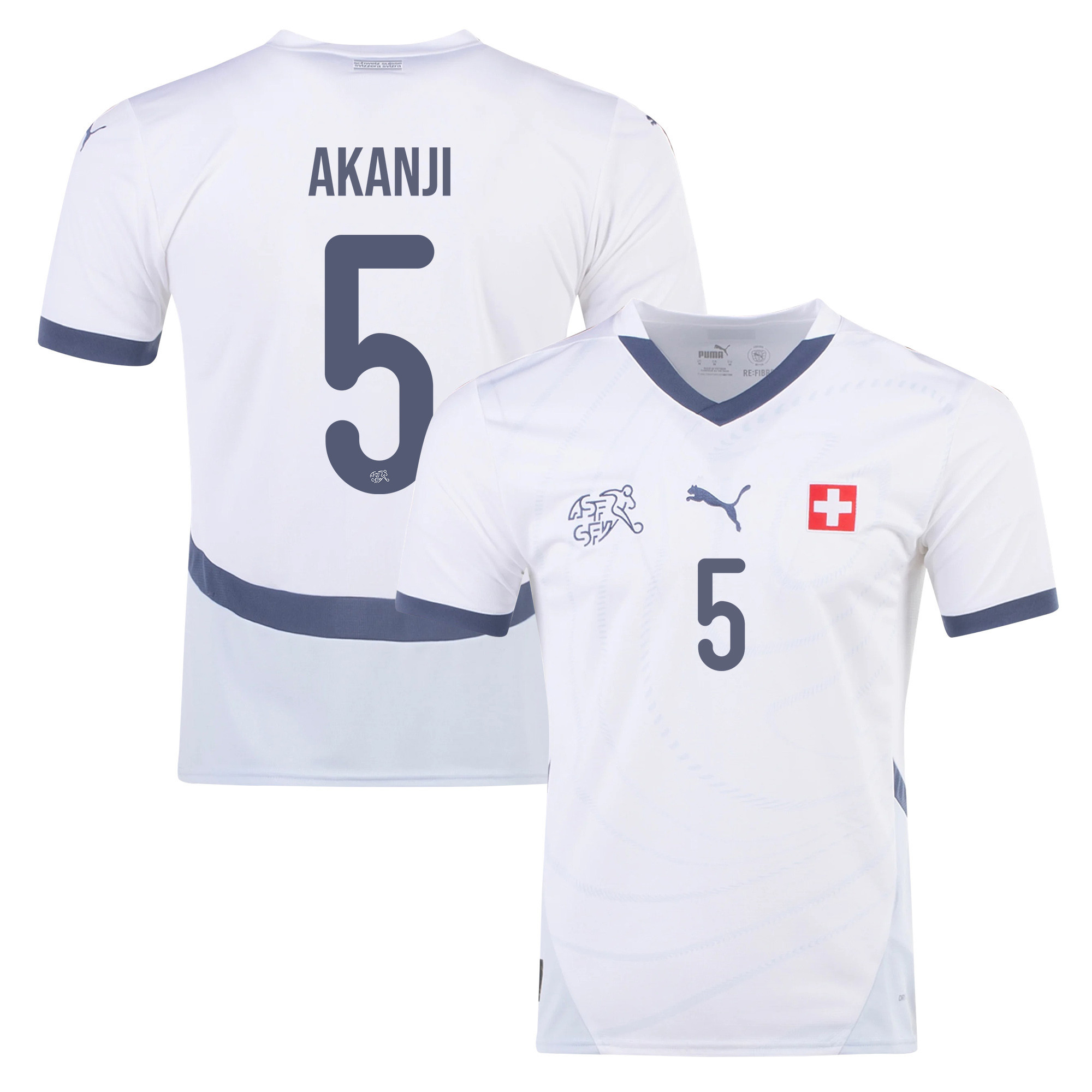 Manuel Akanji 5 Switzerland National Team 2024/25 Away Men Jersey - White cheap jerseys for sale - CheapJerseys.Shop