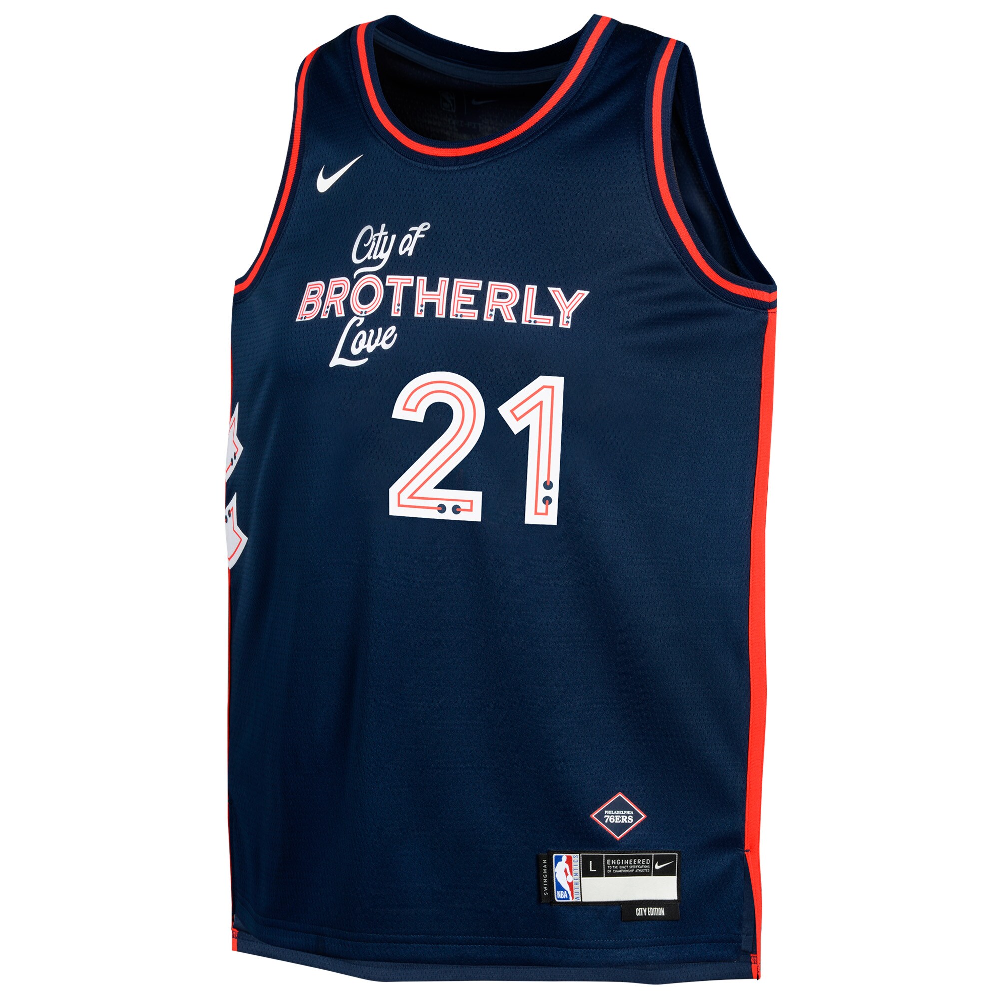 Joel Embiid Philadelphia 76ers Youth Swingman Replica Jersey - City Edition - Navy cheap jerseys for sale - CheapJerseys.Shop