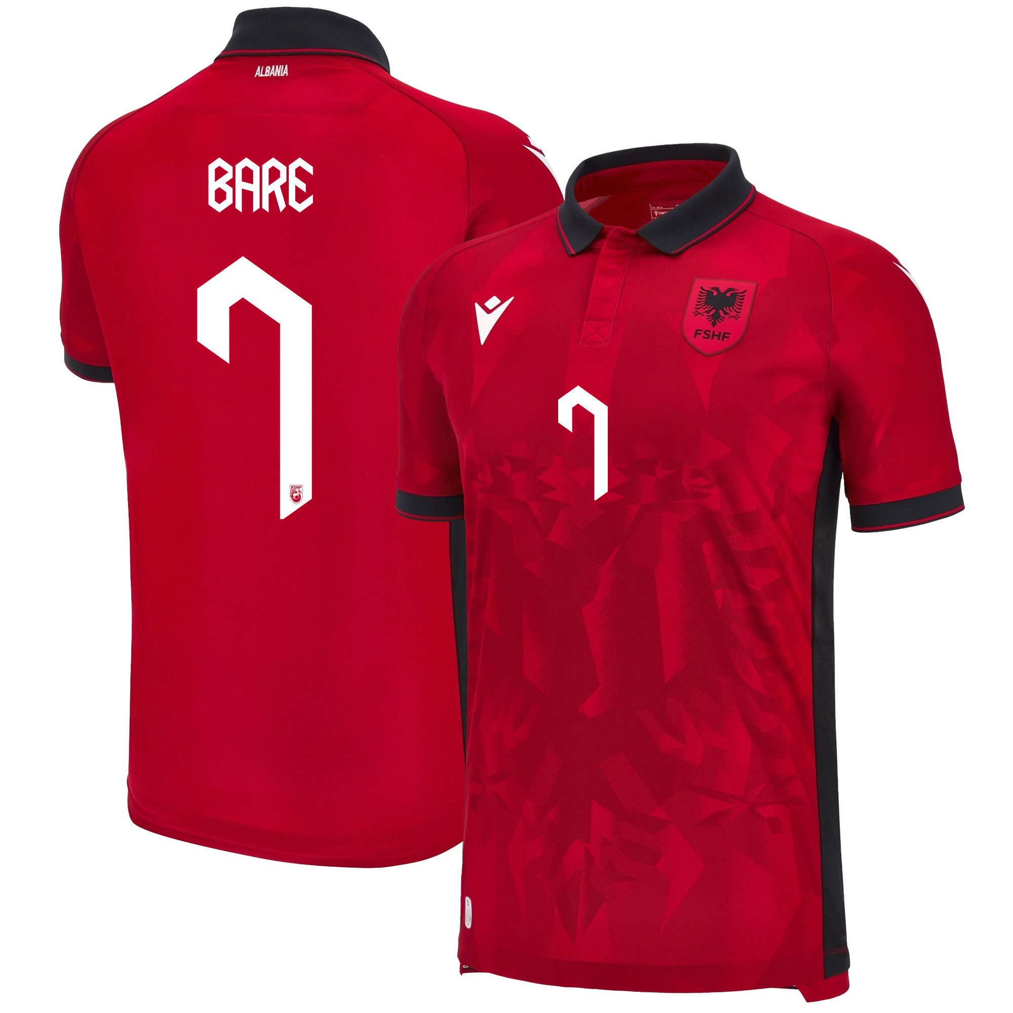 Keidi Bare 7 Albania National Team 2024/25 Home Men Jersey - Red cheap jerseys for sale - CheapJerseys.Shop