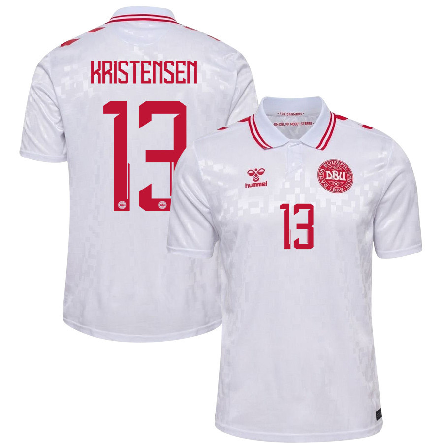 Rasmus Kristensen 13 Denmark National Team 2024/25 Away Men Jersey - White cheap jerseys for sale - CheapJerseys.Shop