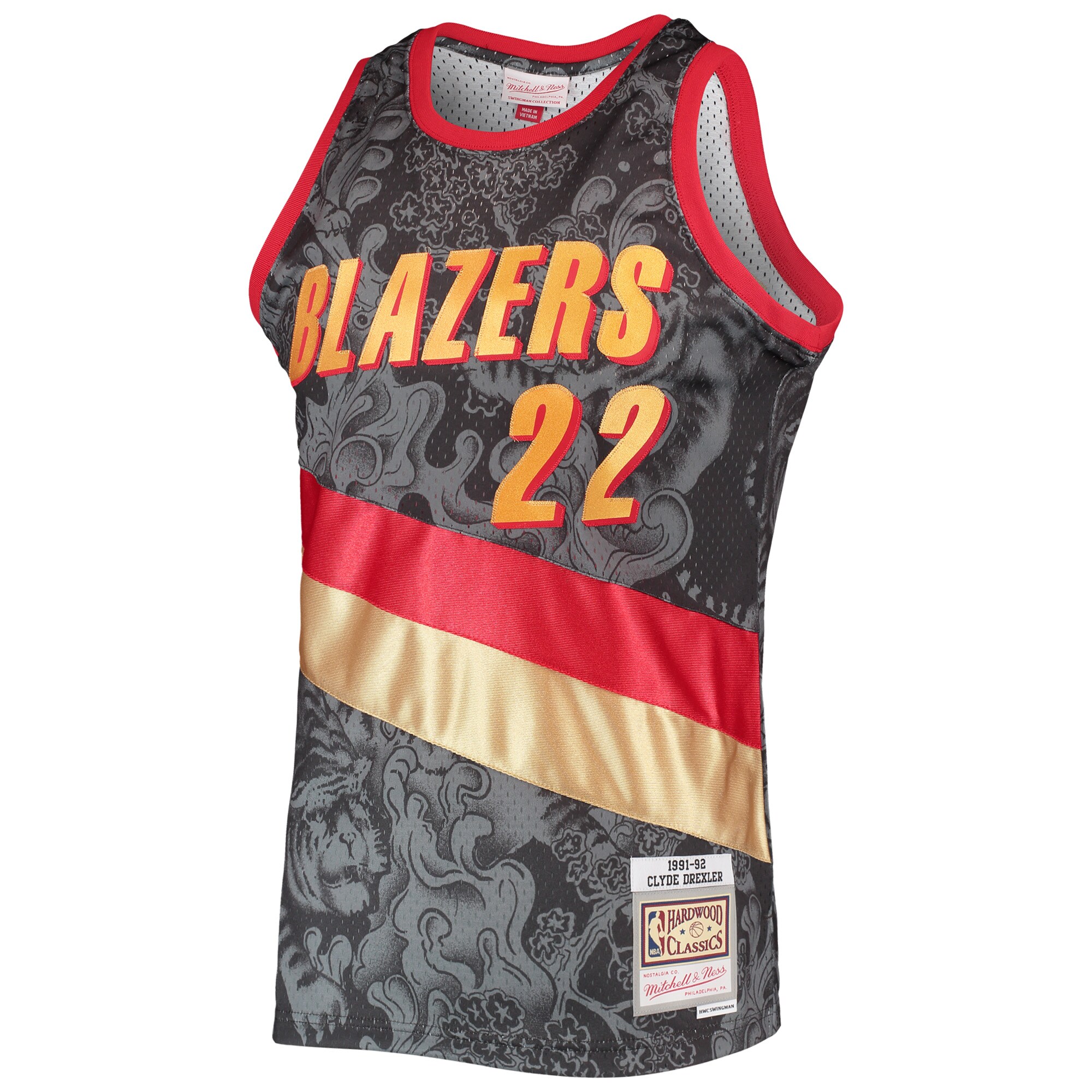 Clyde Drexler Portland Trail Blazers Mitchell & Ness Hardwood Classics 1991\/92 Lunar New Year Swingman Jersey - Black cheap jerseys for sale - CheapJerseys.Shop