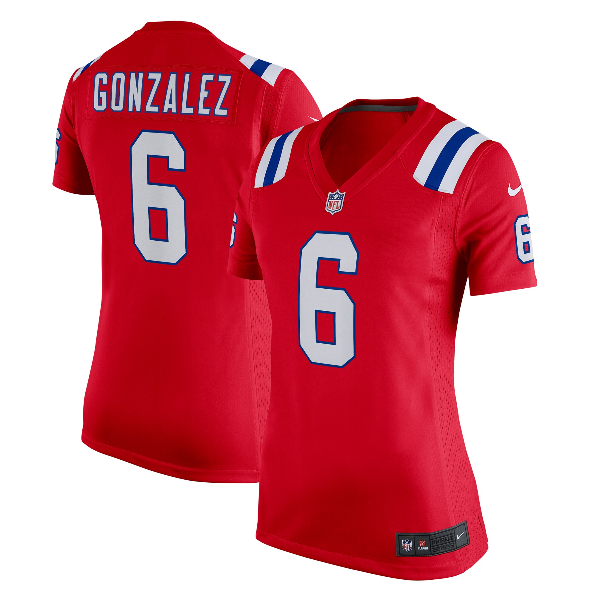 Christian Gonzalez New England Patriots Women's Alternate Team Game Jersey - Red cheap jerseys for sale - CheapJerseys.Shop
