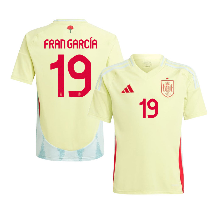 Fran García 19 Spain National Team 2024 Away YOUTH Jersey - Yellow cheap jerseys for sale - CheapJerseys.Shop