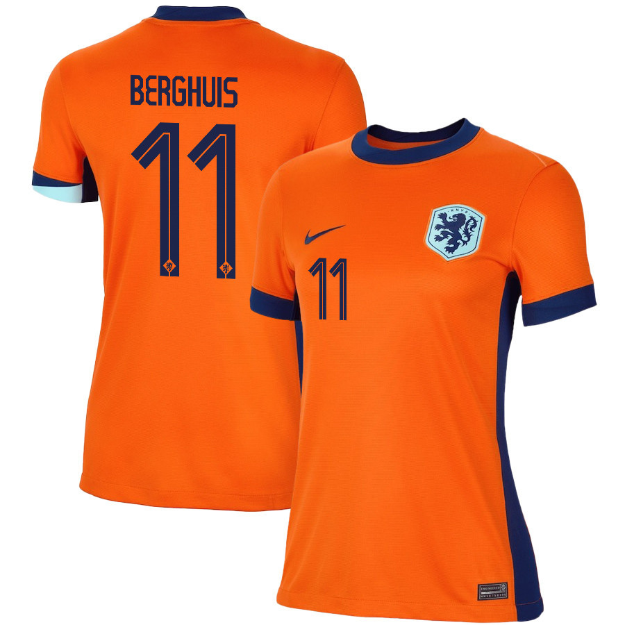 Steven Berghuis 11 Netherlands National Team 2024/25 Home WOMEN Jersey - Orange cheap jerseys for sale - CheapJerseys.Shop