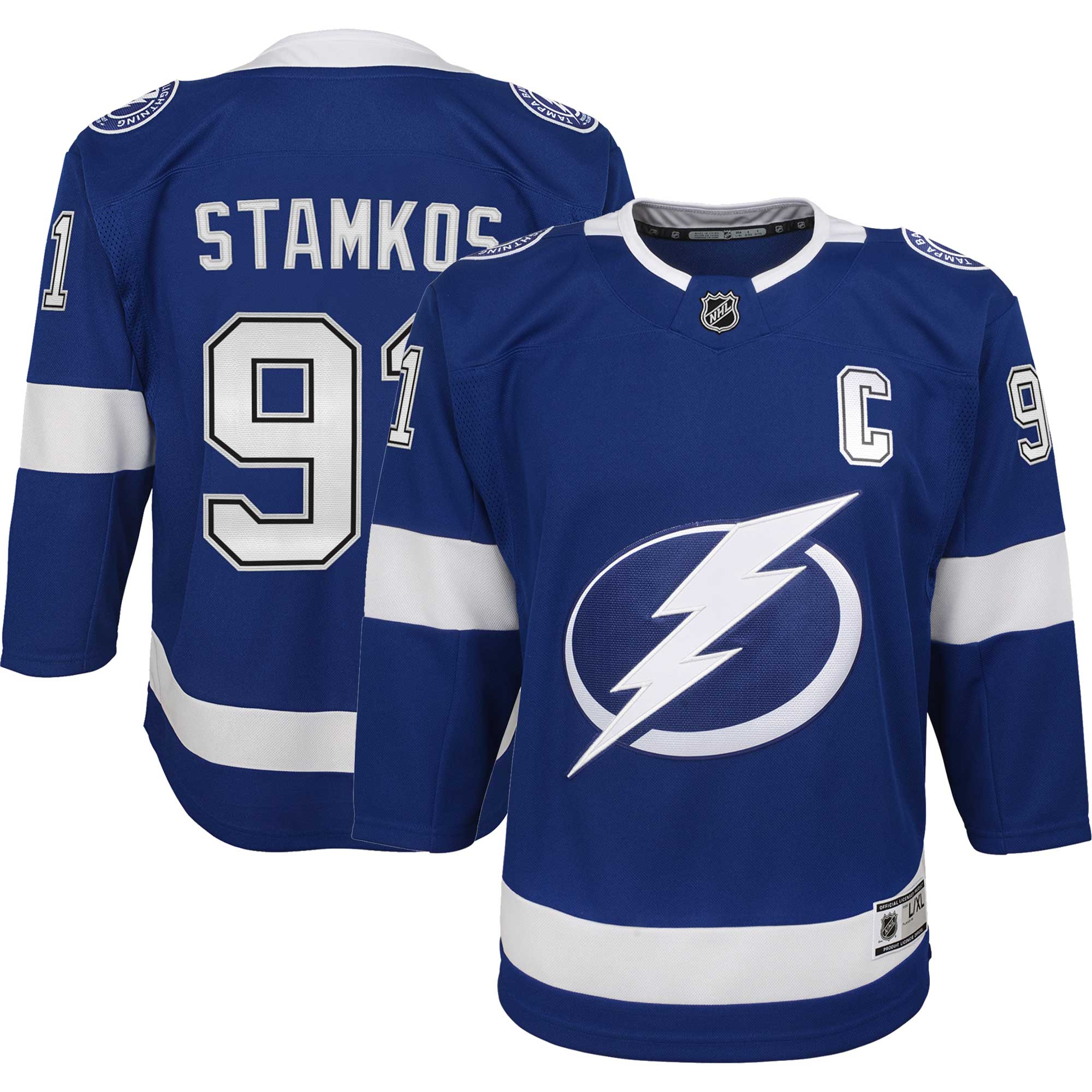 Steven Stamkos Tampa Bay Lightning Youth Home Captain Premier Player Jersey - Blue cheap jerseys for sale - CheapJerseys.Shop