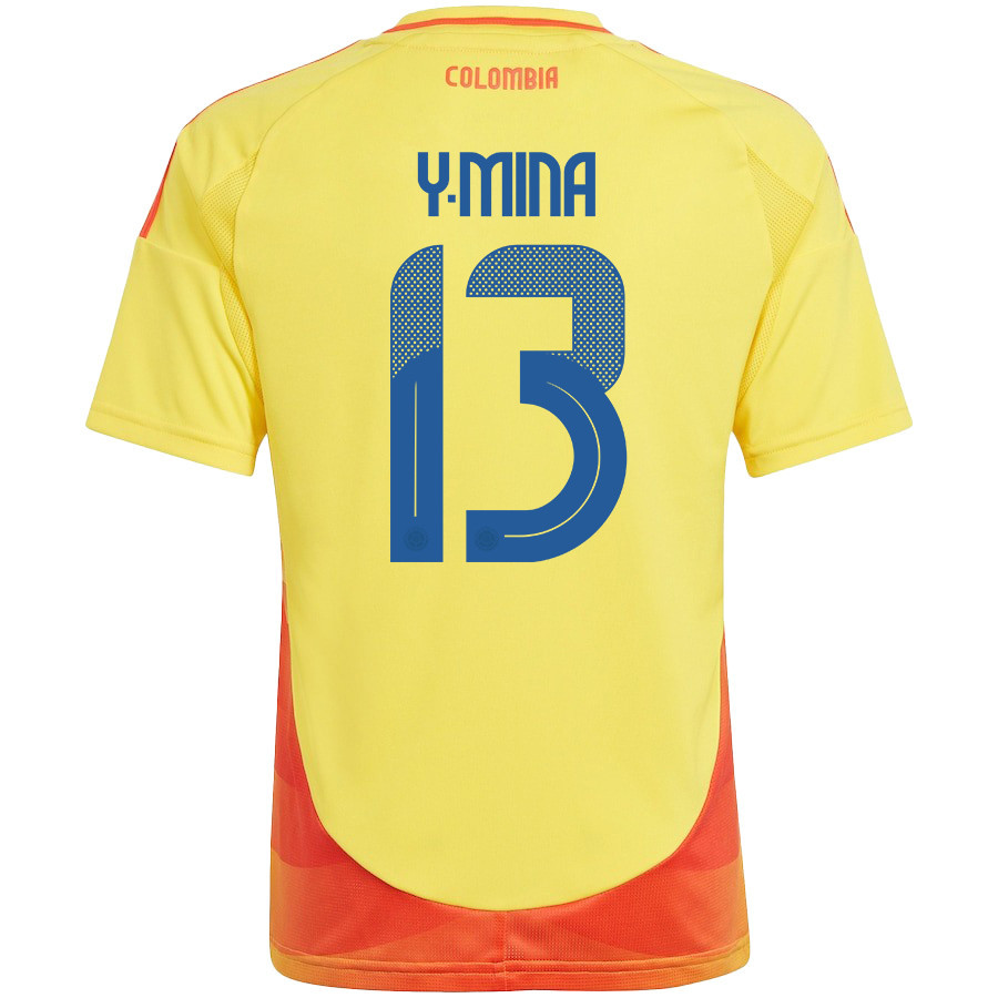 Yerry Mina 13 Colombia National Team 2024/25 Home YOUTH Jersey - Yellow cheap jerseys for sale - CheapJerseys.Shop