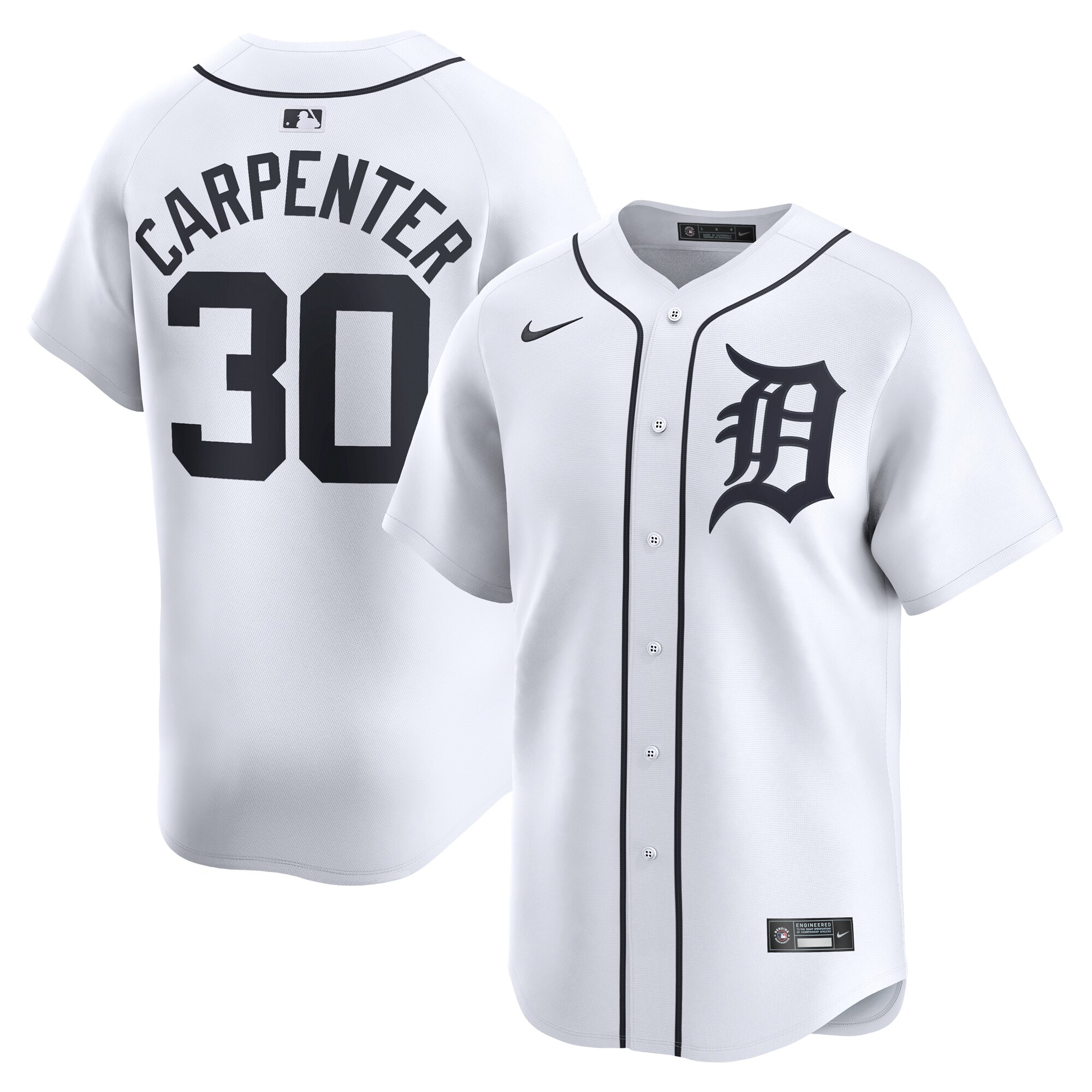 Kerry Carpenter Detroit Tigers Home Limited Player Jersey - White cheap jerseys for sale - CheapJerseys.Shop