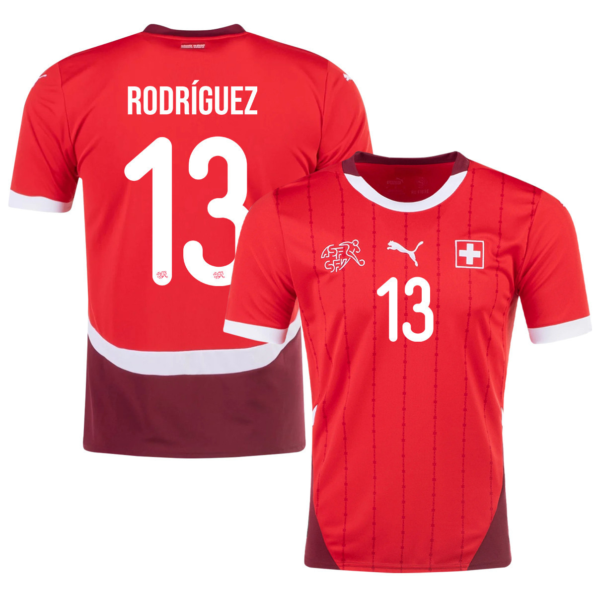 Ricardo Rodríguez 13 Switzerland National Team 2024/25 Home Men Jersey - Red cheap jerseys for sale - CheapJerseys.Shop