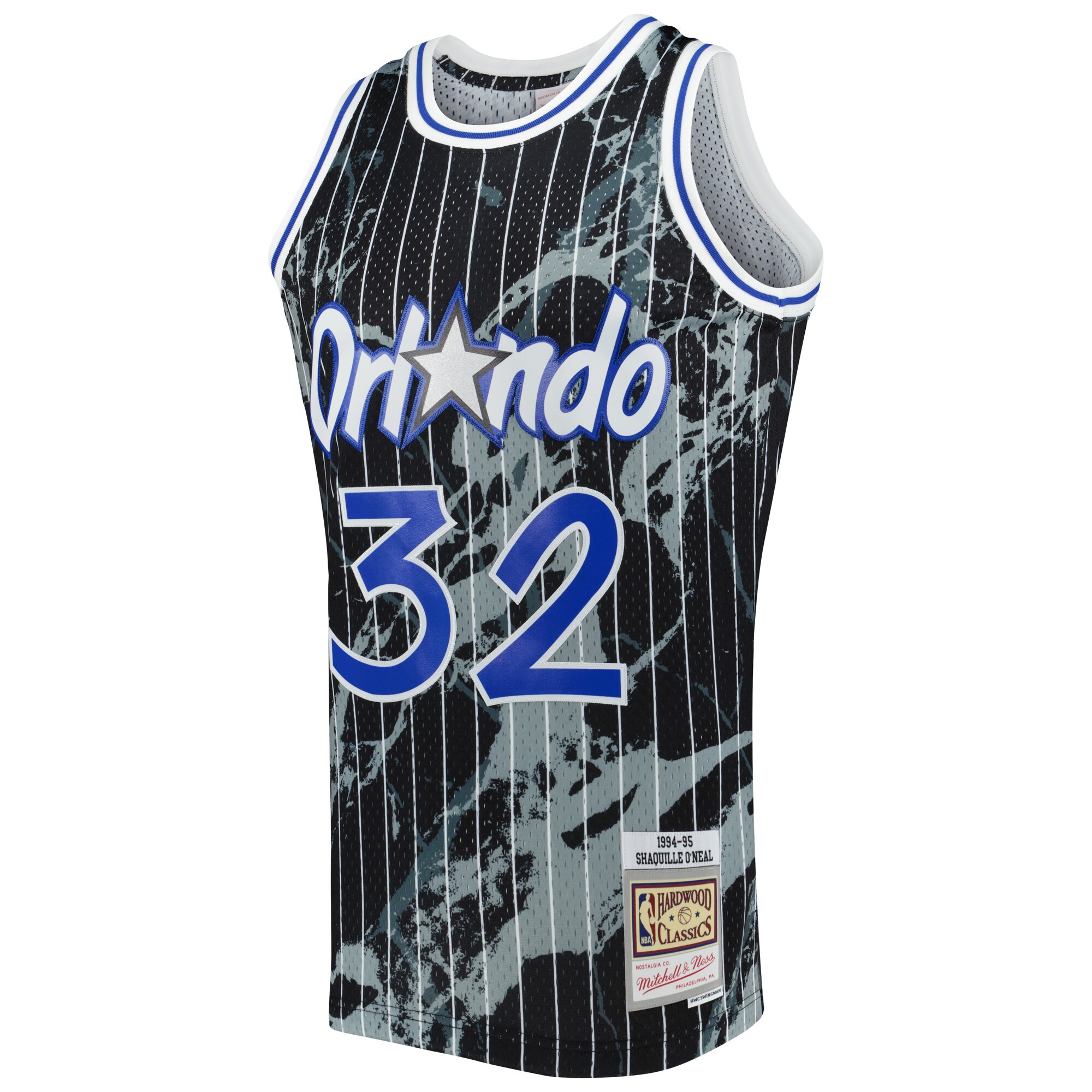 Shaquille O'Neal Orlando Magic Mitchell & Ness 1994\/95 Hardwood Classics Marble Swingman Jersey - Black cheap jerseys for sale - CheapJerseys.Shop