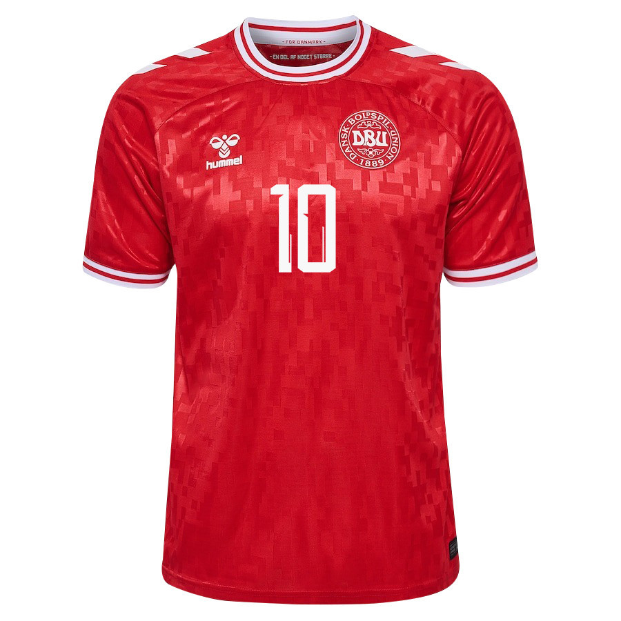 Christian Eriksen 10 Denmark National Team 2024/25 Home Men Jersey - Red cheap jerseys for sale - CheapJerseys.Shop