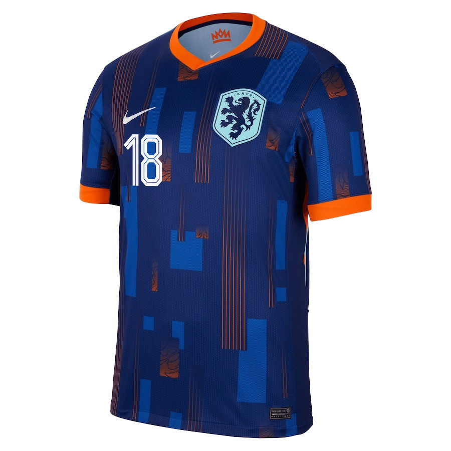Donyell Malen 18 Netherlands National Team 2024/25 Away Men Jersey - Navy cheap jerseys for sale - CheapJerseys.Shop