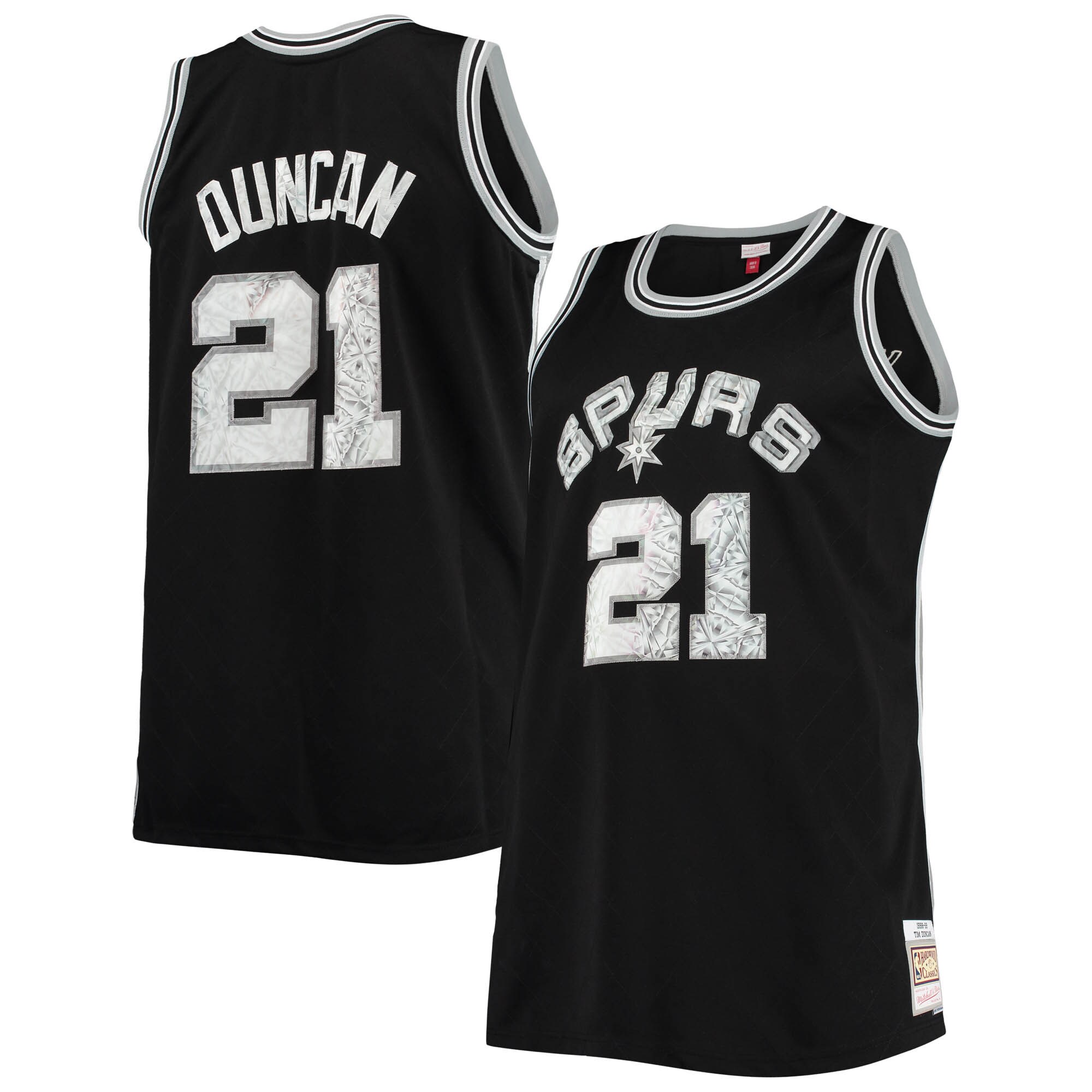 Tim Duncan San Antonio Spurs Mitchell & Ness Big & Tall 1998\/99 75th Anniversary Diamond Swingman Jersey - Black cheap jerseys for sale - CheapJerseys.Shop