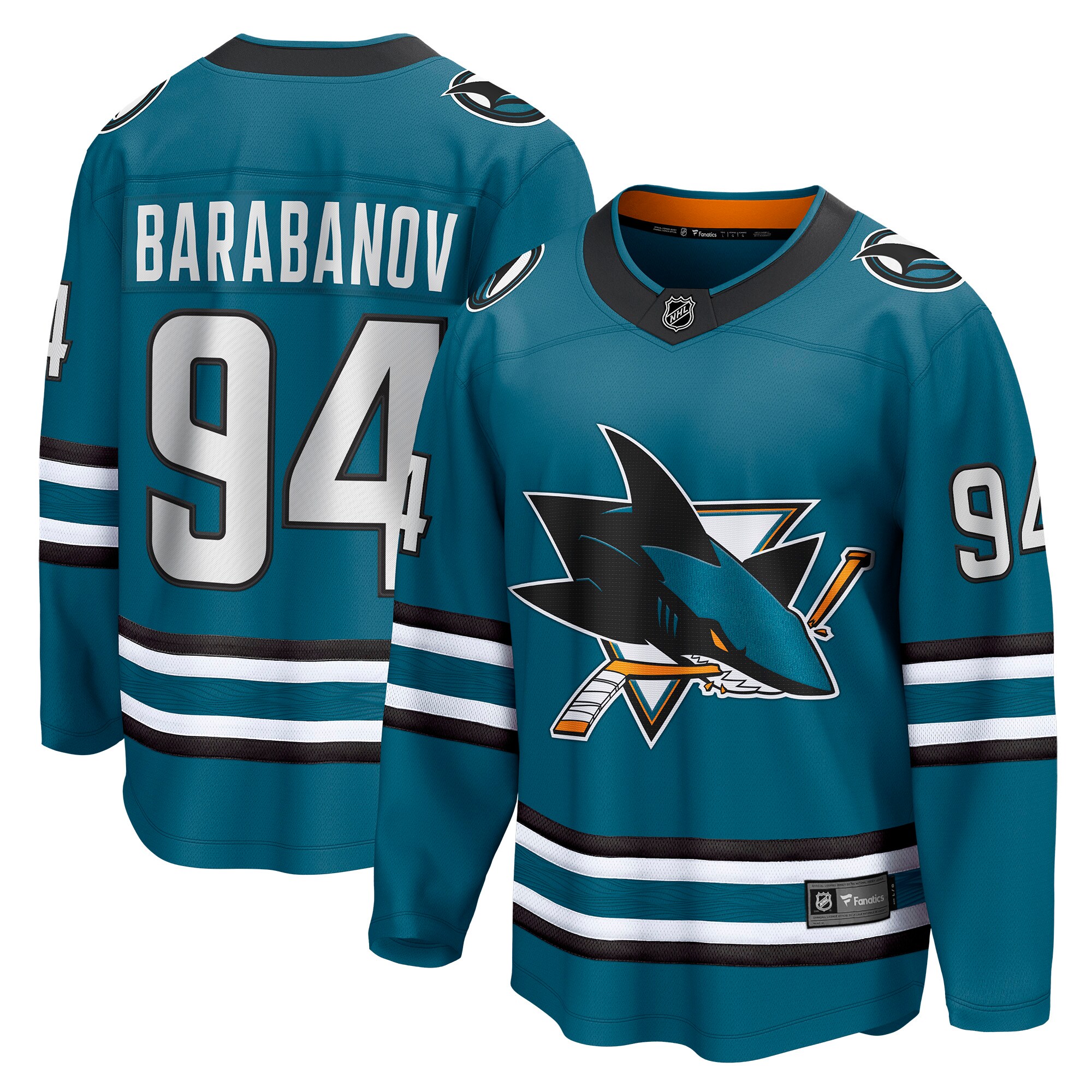 Alexander Barabanov San Jose Sharks Fanatics Home Breakaway Player Jersey - Teal cheap jerseys for sale - CheapJerseys.Shop