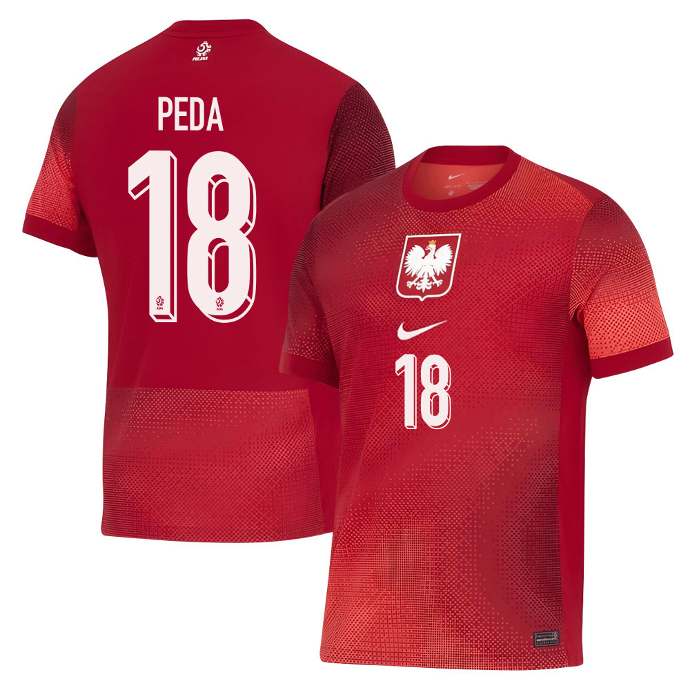 Patryk Peda 18 Poland National Team 2024/25 Away Men Jersey - Red cheap jerseys for sale - CheapJerseys.Shop