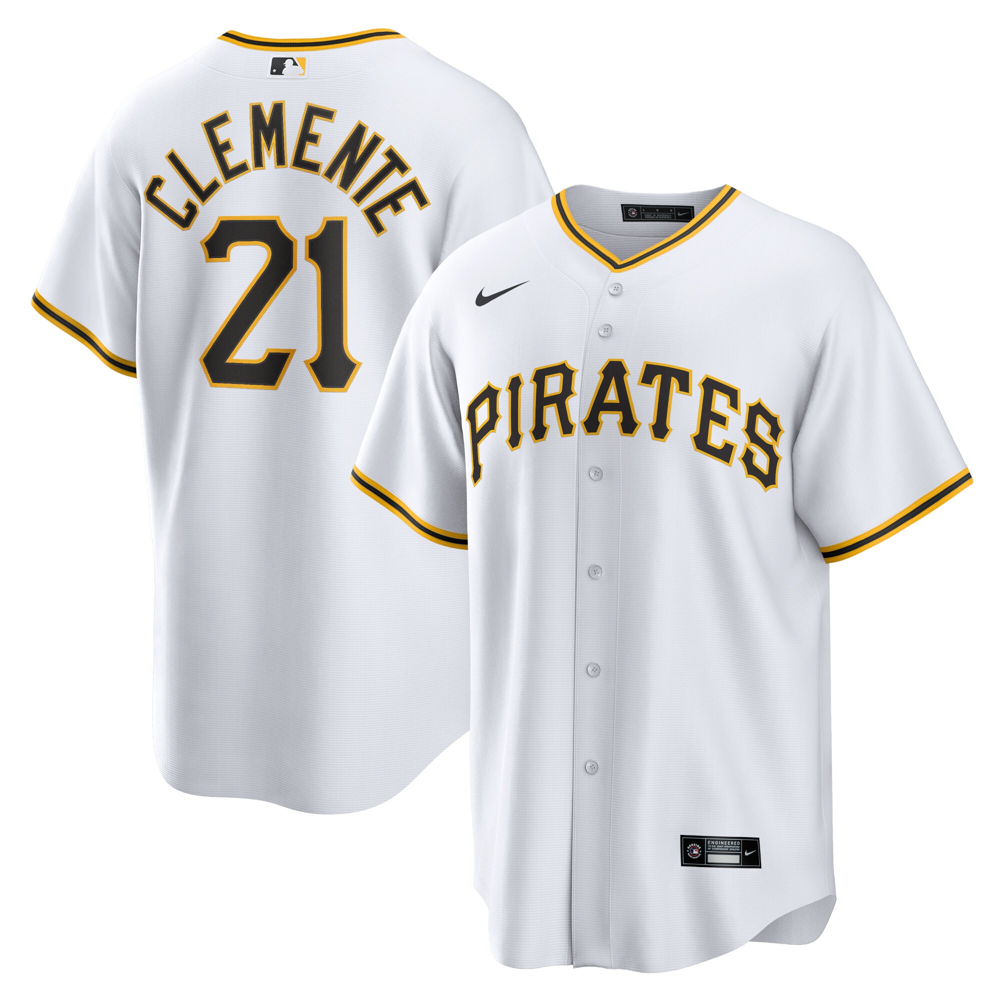 Roberto Clemente Pittsburgh Pirates Home Replica Player Name Jersey - White cheap jerseys for sale - CheapJerseys.Shop