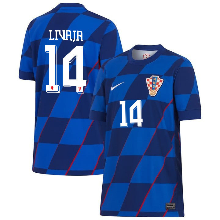 Marko Livaja 14 Croatia National Team 2024 Away YOUTH Jersey - Blue cheap jerseys for sale - CheapJerseys.Shop
