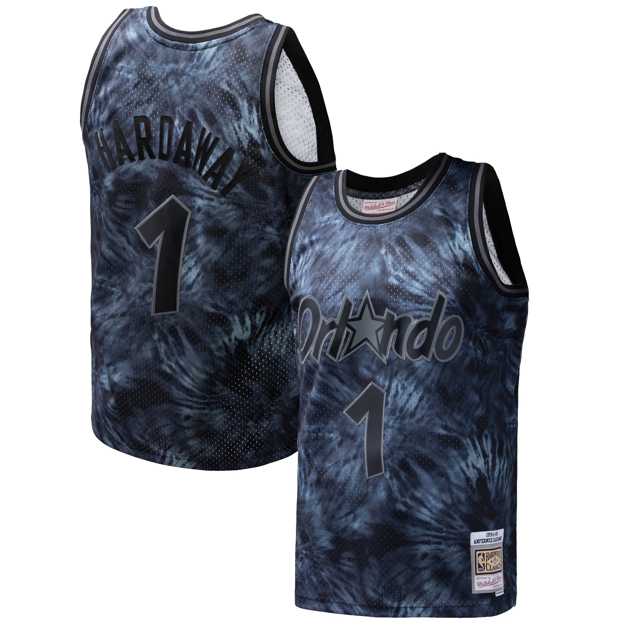 Penny Hardaway Orlando Magic Mitchell & Ness Hardwood Classics 1984\/85 Tie-Dye Swingman Jersey - Black cheap jerseys for sale - CheapJerseys.Shop