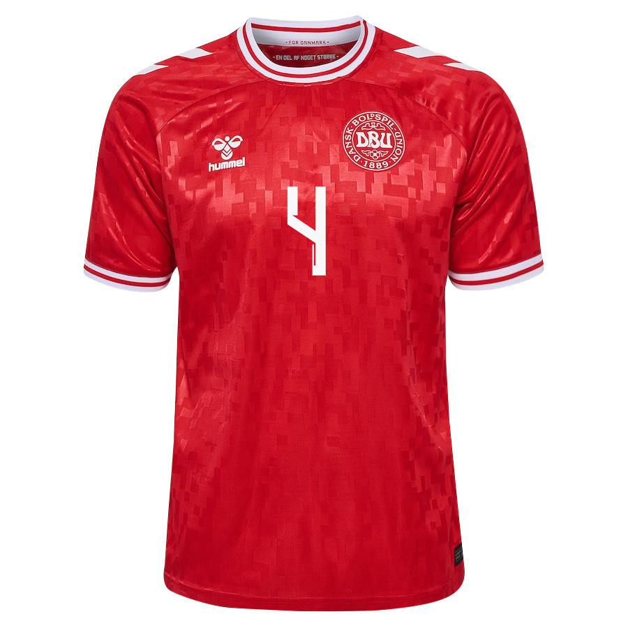 Jannik Vestergaard 4 Denmark National Team 2024/25 Home Men Jersey - Red cheap jerseys for sale - CheapJerseys.Shop