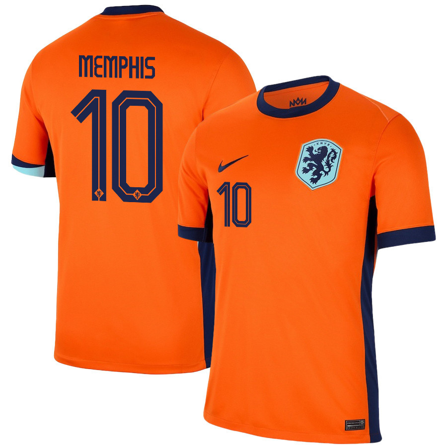 Memphis Depay 10 Netherlands National Team 2024/25 Home Men Jersey - Orange cheap jerseys for sale - CheapJerseys.Shop