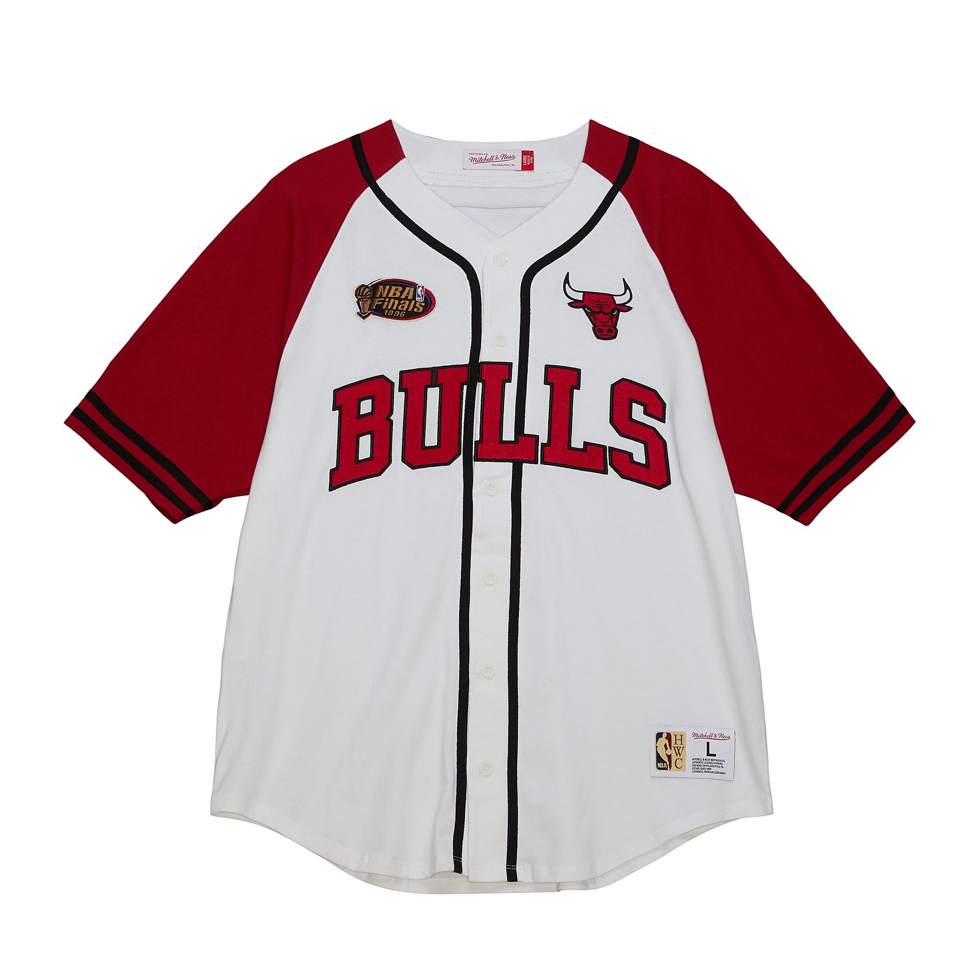 Chicago Bulls Mitchell & Ness Practice Day Baseball Jersey - White cheap jerseys for sale - CheapJerseys.Shop