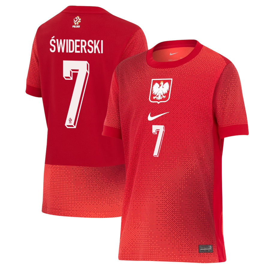 Karol Świderski 7 Poland National Team 2024/25 Away YOUTH Jersey - Red cheap jerseys for sale - CheapJerseys.Shop