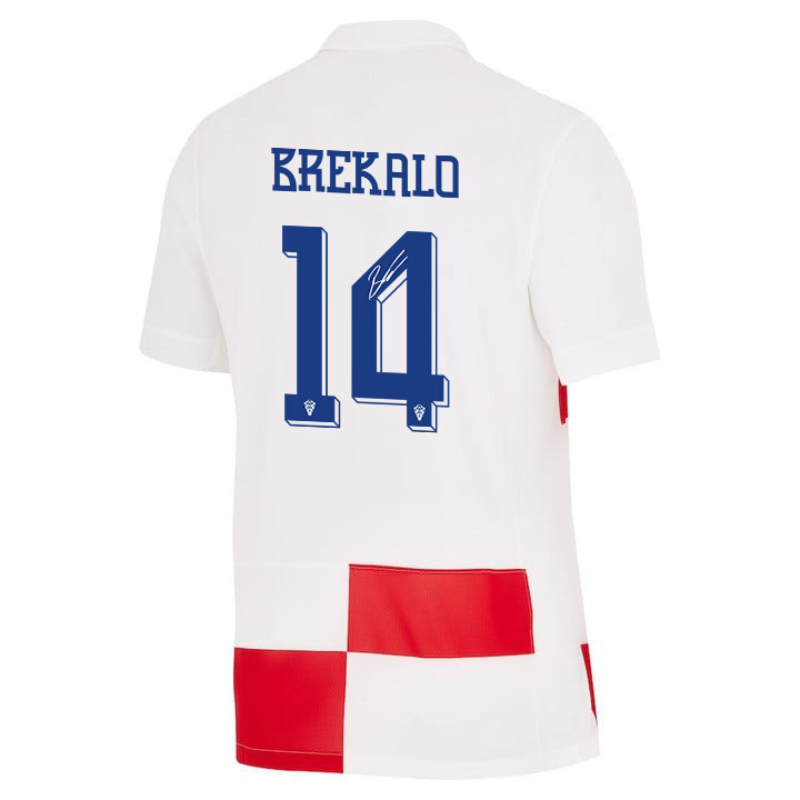 Josip Brekalo 14 Signed Croatia National Team 2024 Home Men Jersey Autographed - White cheap jerseys for sale - CheapJerseys.Shop