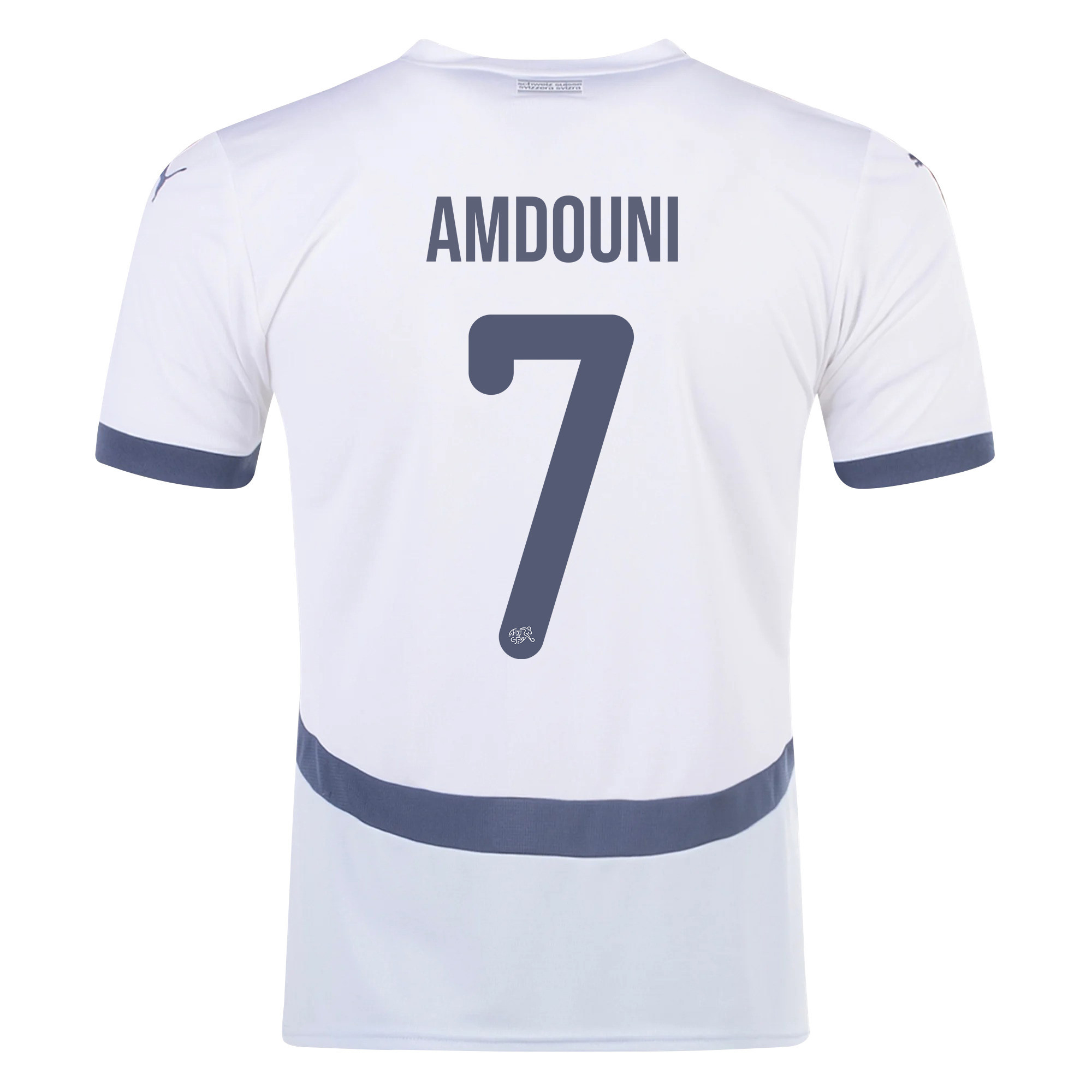 Zeki Amdouni 7 Switzerland National Team 2024/25 Away Men Jersey - White cheap jerseys for sale - CheapJerseys.Shop