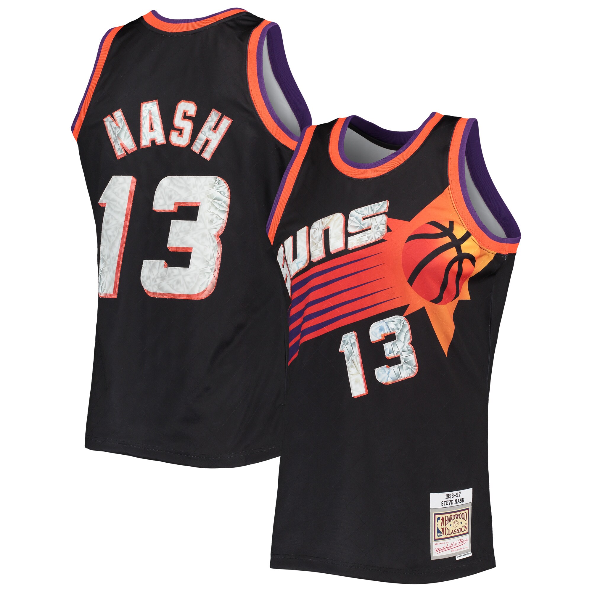 Steve Nash Phoenix Suns Mitchell & Ness 1996\/97 Hardwood Classics 75th Anniversary Diamond Swingman Jersey - Black cheap jerseys for sale - CheapJerseys.Shop
