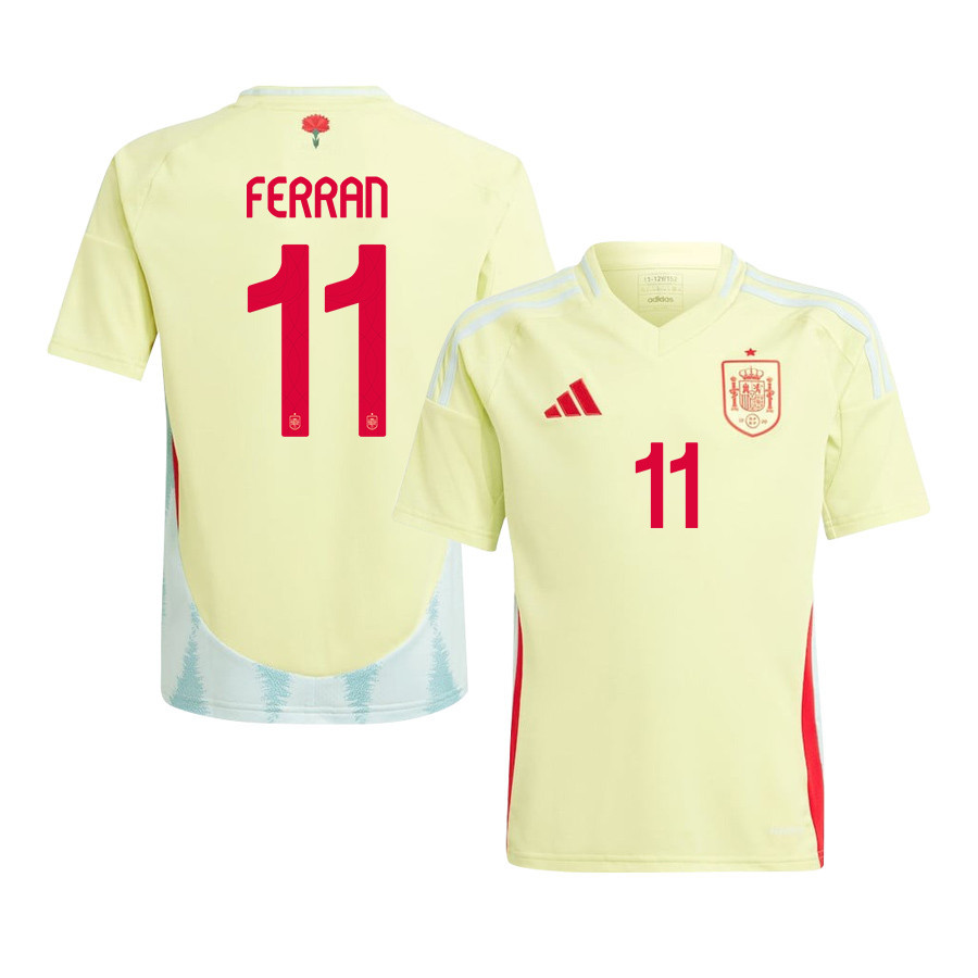 Ferran Torres 11 Spain National Team 2024 Away YOUTH Jersey - Yellow cheap jerseys for sale - CheapJerseys.Shop