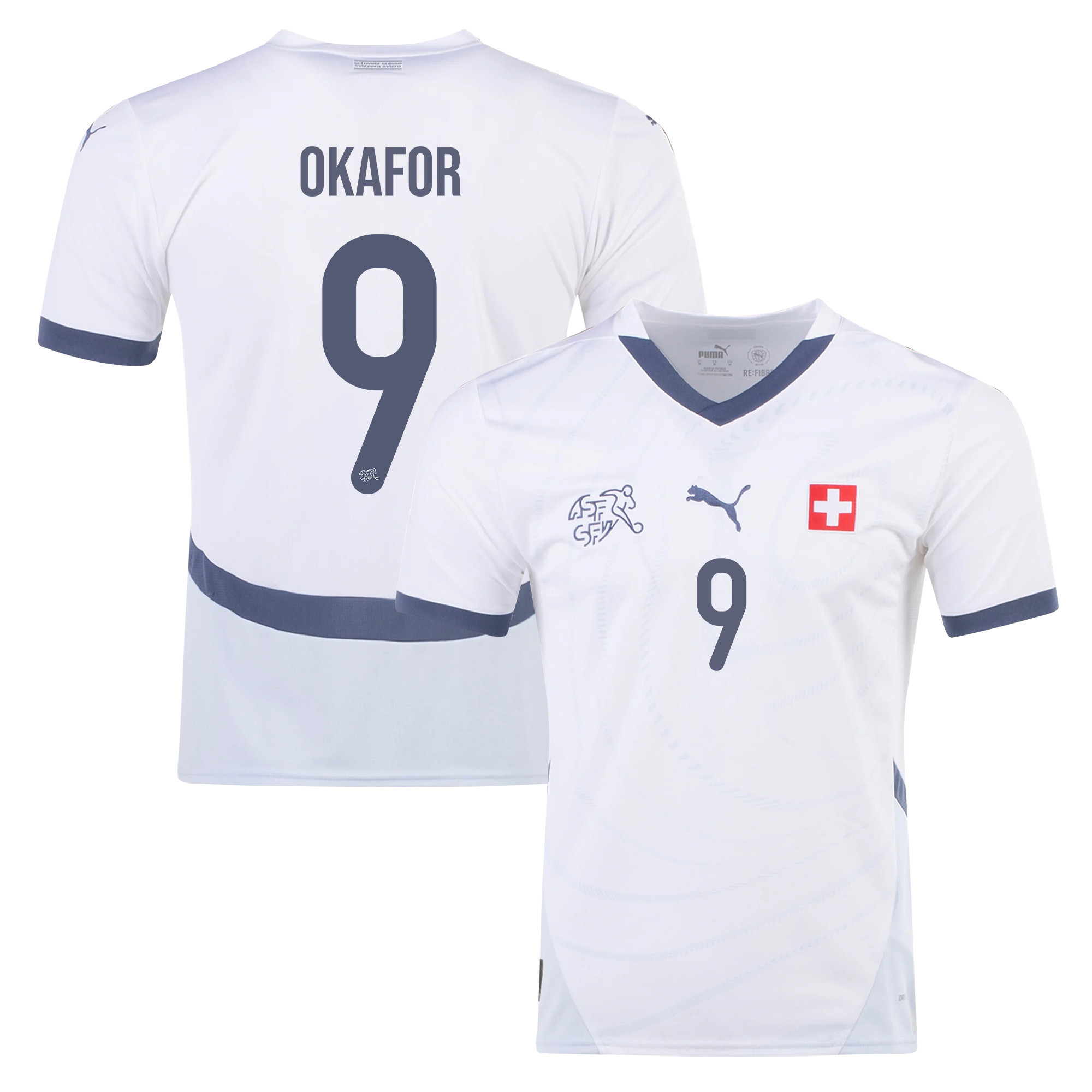 Noah Okafor 9 Switzerland National Team 2024/25 Away Men Jersey - White cheap jerseys for sale - CheapJerseys.Shop