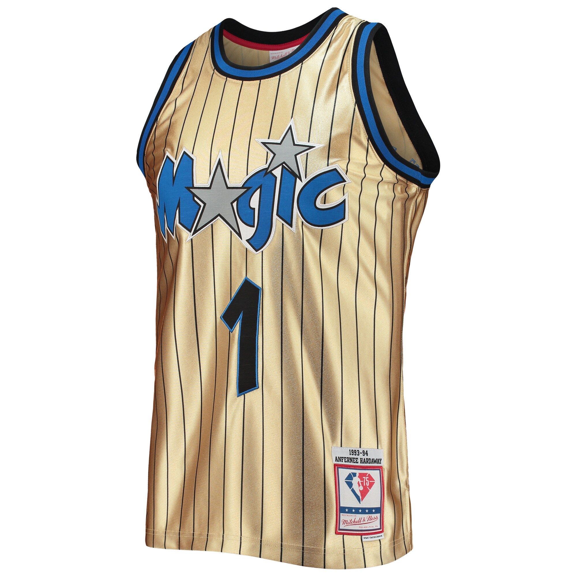 Penny Hardaway Orlando Magic Mitchell & Ness 75th Anniversary 1993\/94 Hardwood Classics Swingman Jersey - Gold cheap jerseys for sale - CheapJerseys.Shop