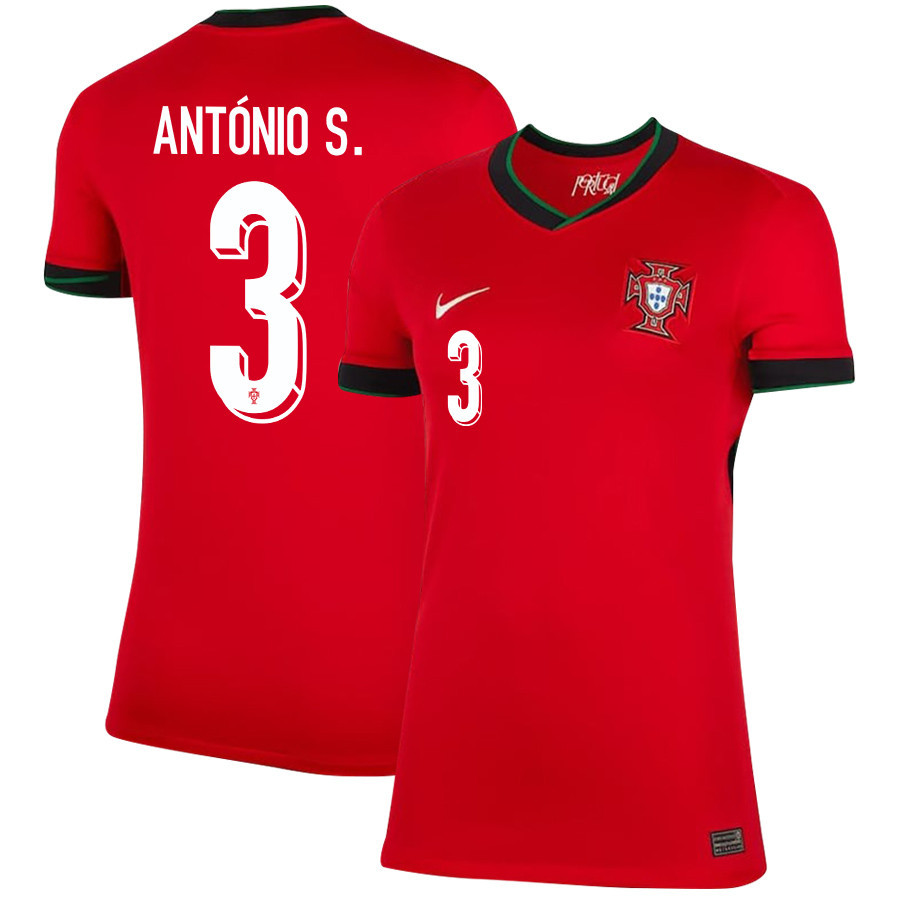 António Silva 3 Portugal National Team 2024/25 Home WOMEN Jersey - Red cheap jerseys for sale - CheapJerseys.Shop