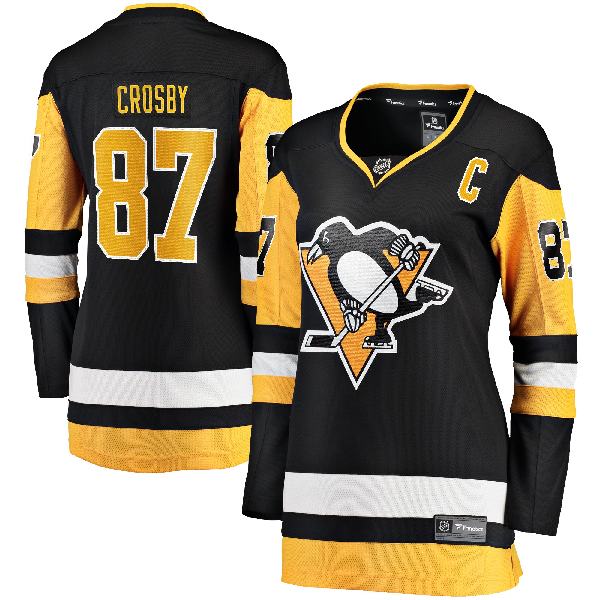 Sidney Crosby Pittsburgh Penguins Fanatics Women's Captain Patch Home Breakaway Jersey - Black cheap jerseys for sale - CheapJerseys.Shop