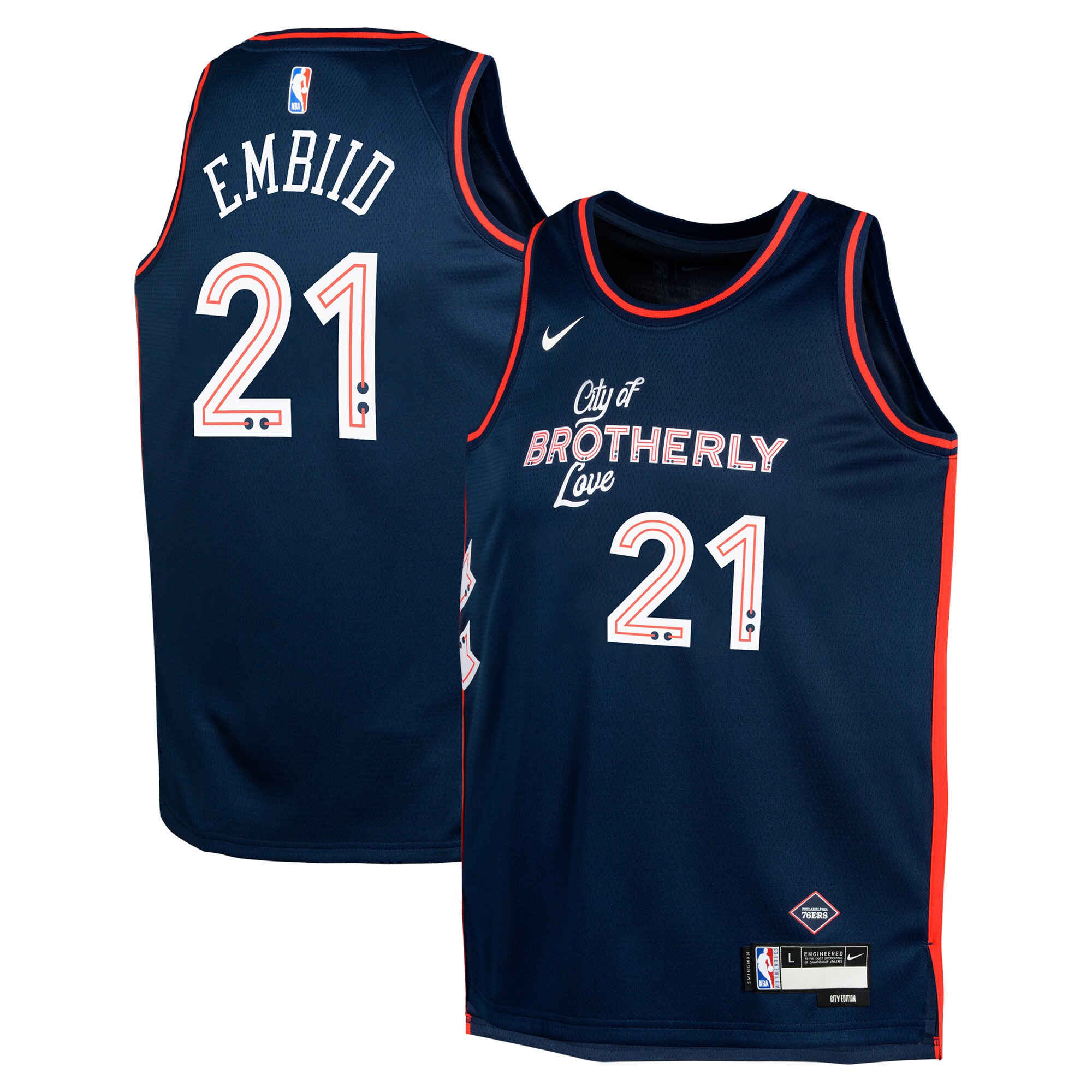 Joel Embiid Philadelphia 76ers Youth Swingman Replica Jersey - City Edition - Navy cheap jerseys for sale - CheapJerseys.Shop