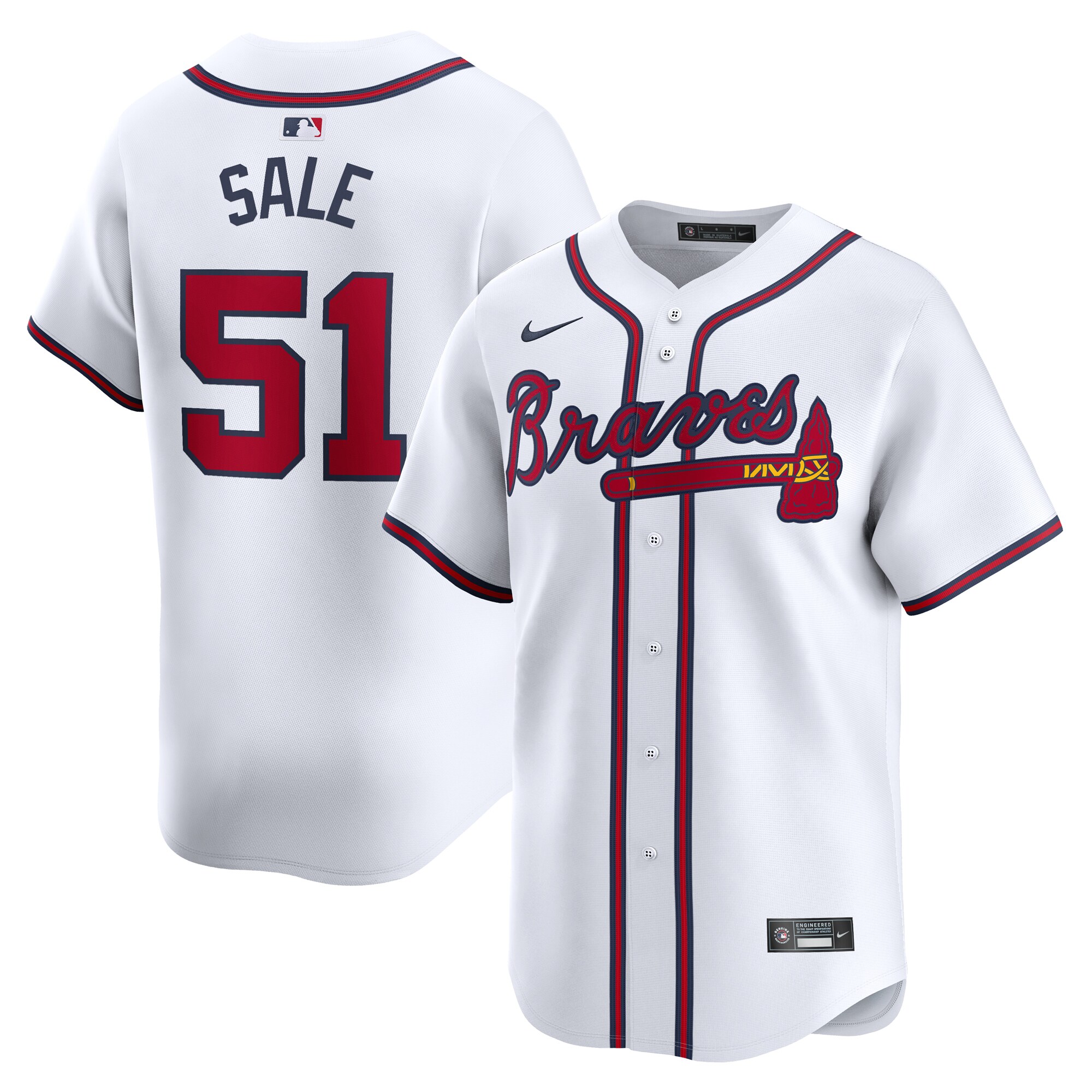 Chris Sale Atlanta Braves Home Limited Player Jersey - White cheap jerseys for sale - CheapJerseys.Shop