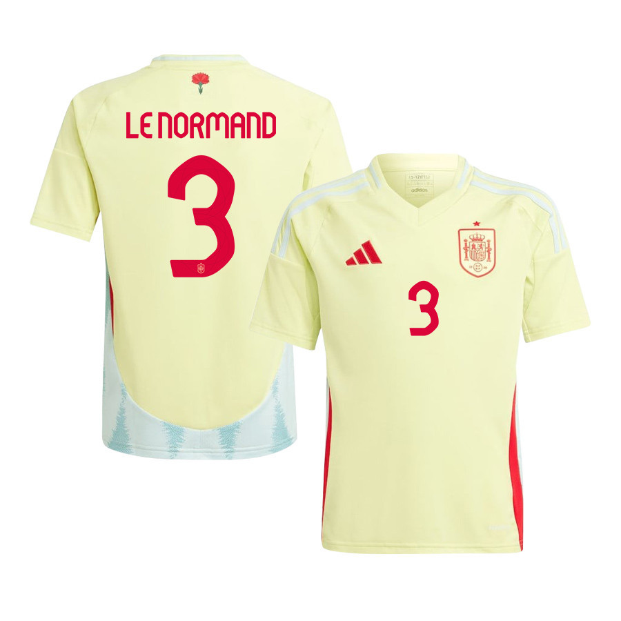 Robin Le Normand 3 Spain National Team 2024 Away YOUTH Jersey - Yellow cheap jerseys for sale - CheapJerseys.Shop