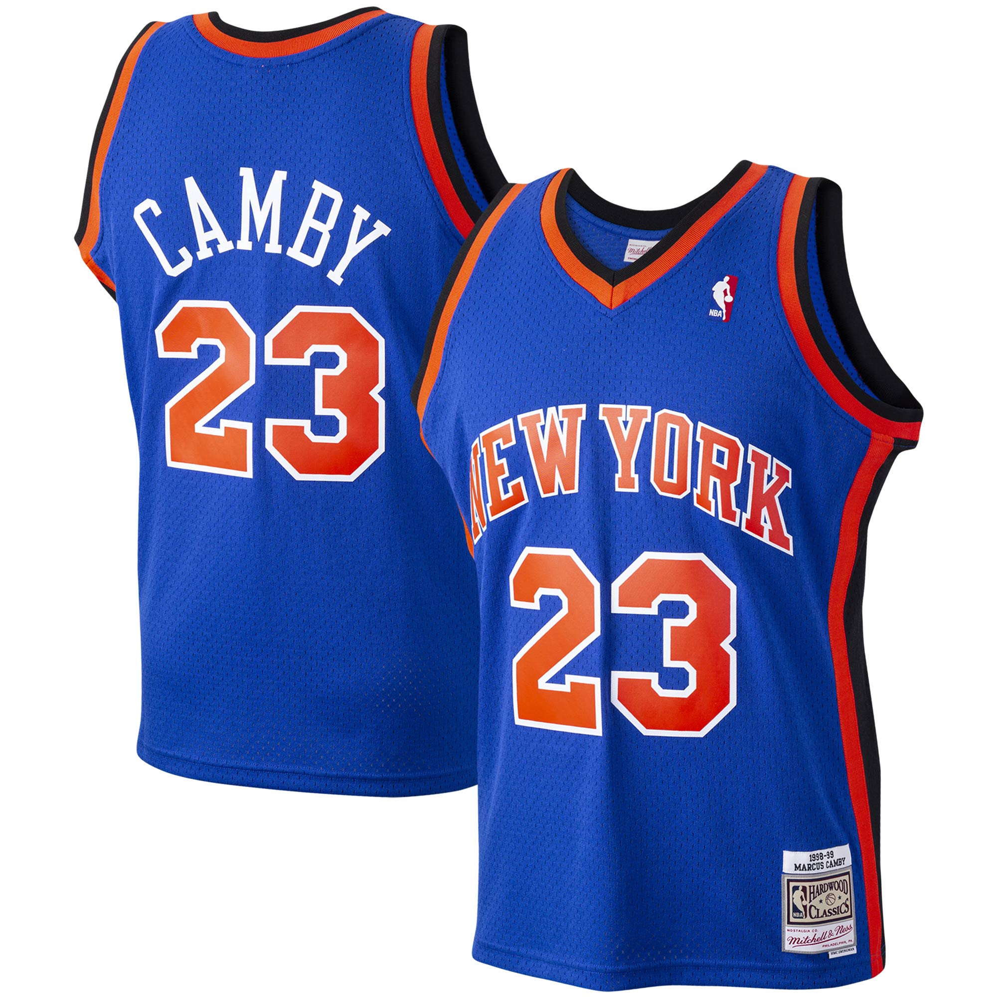 Marcus Camby New York Knicks Mitchell & Ness 1998\/99 Hardwood Classics Swingman Jersey - Blue cheap jerseys for sale - CheapJerseys.Shop