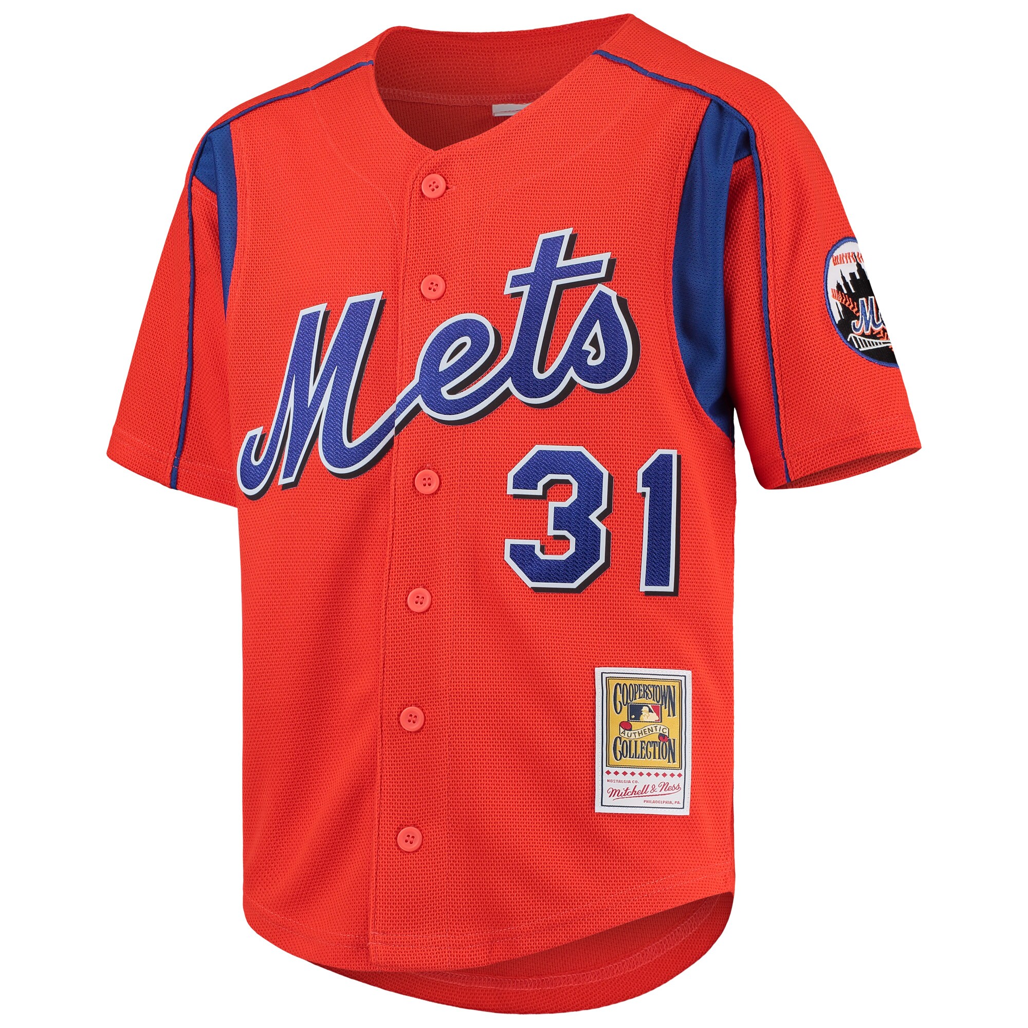 Mike Piazza New York Mets Mitchell & Ness Youth Cooperstown Collection Mesh Batting Practice Jersey - Orange cheap jerseys for sale - CheapJerseys.Shop