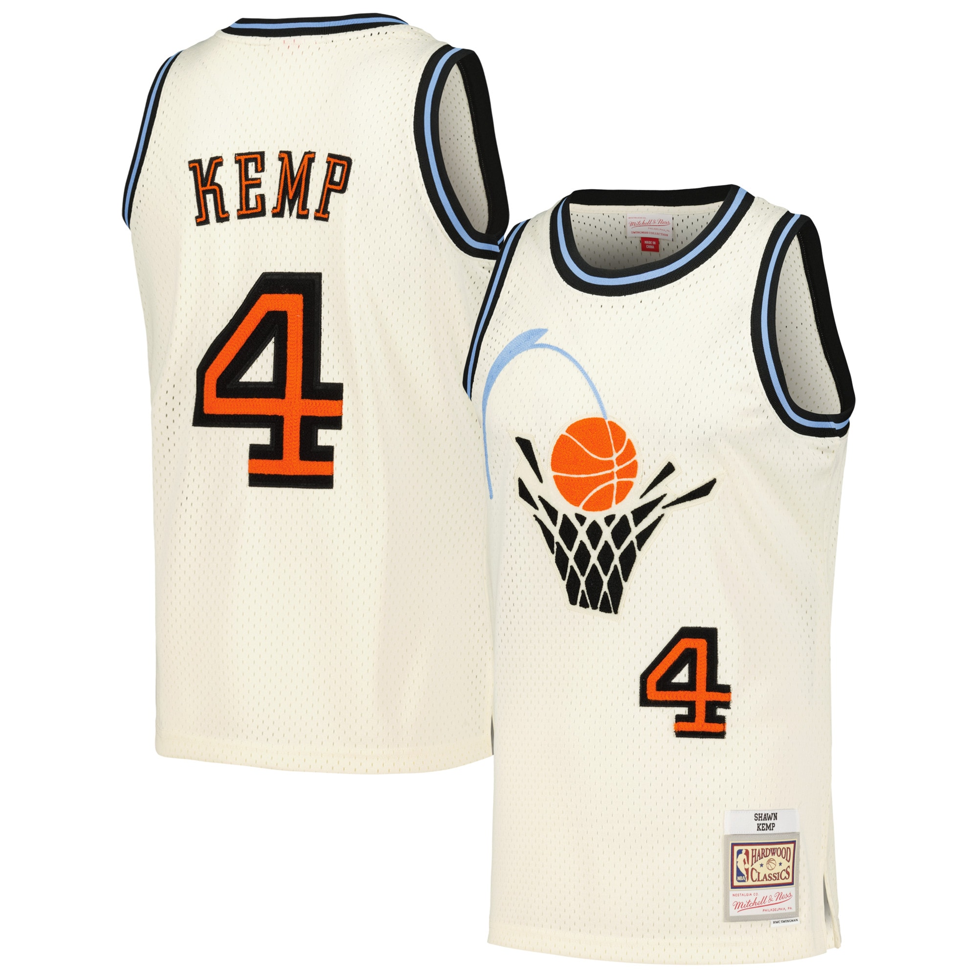 Shawn Kemp Cleveland Cavaliers Mitchell & Ness Chainstitch Swingman Jersey - Cream cheap jerseys for sale - CheapJerseys.Shop