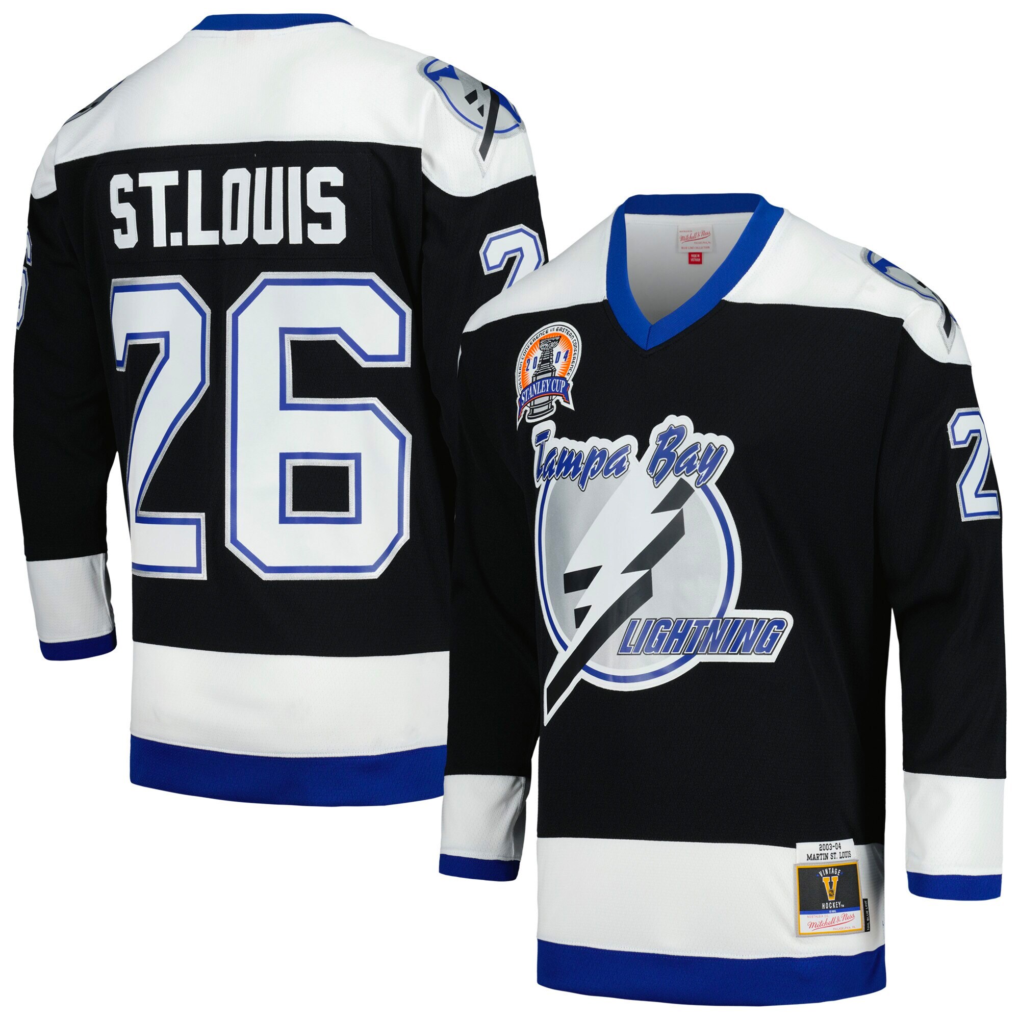 Martin St. Louis Tampa Bay Lightning Mitchell & Ness 2004 Stanley Cup Champions Blue Line Player Jersey - Black cheap jerseys for sale - CheapJerseys.Shop