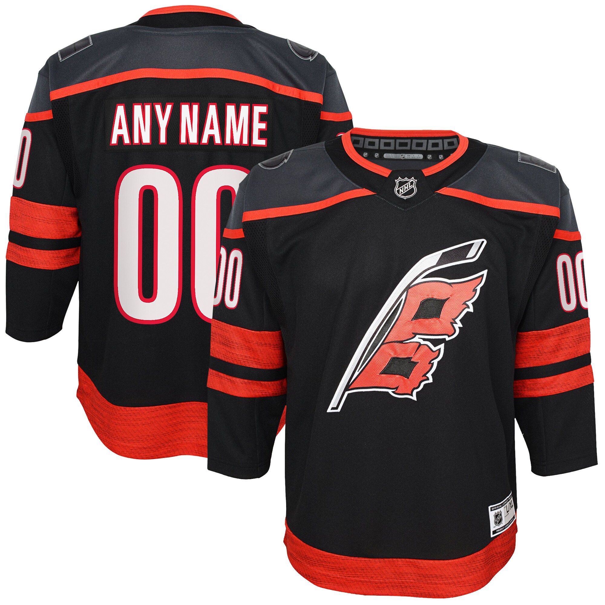 Carolina Hurricanes Youth Home Premier Custom Jersey - Black cheap jerseys for sale - CheapJerseys.Shop